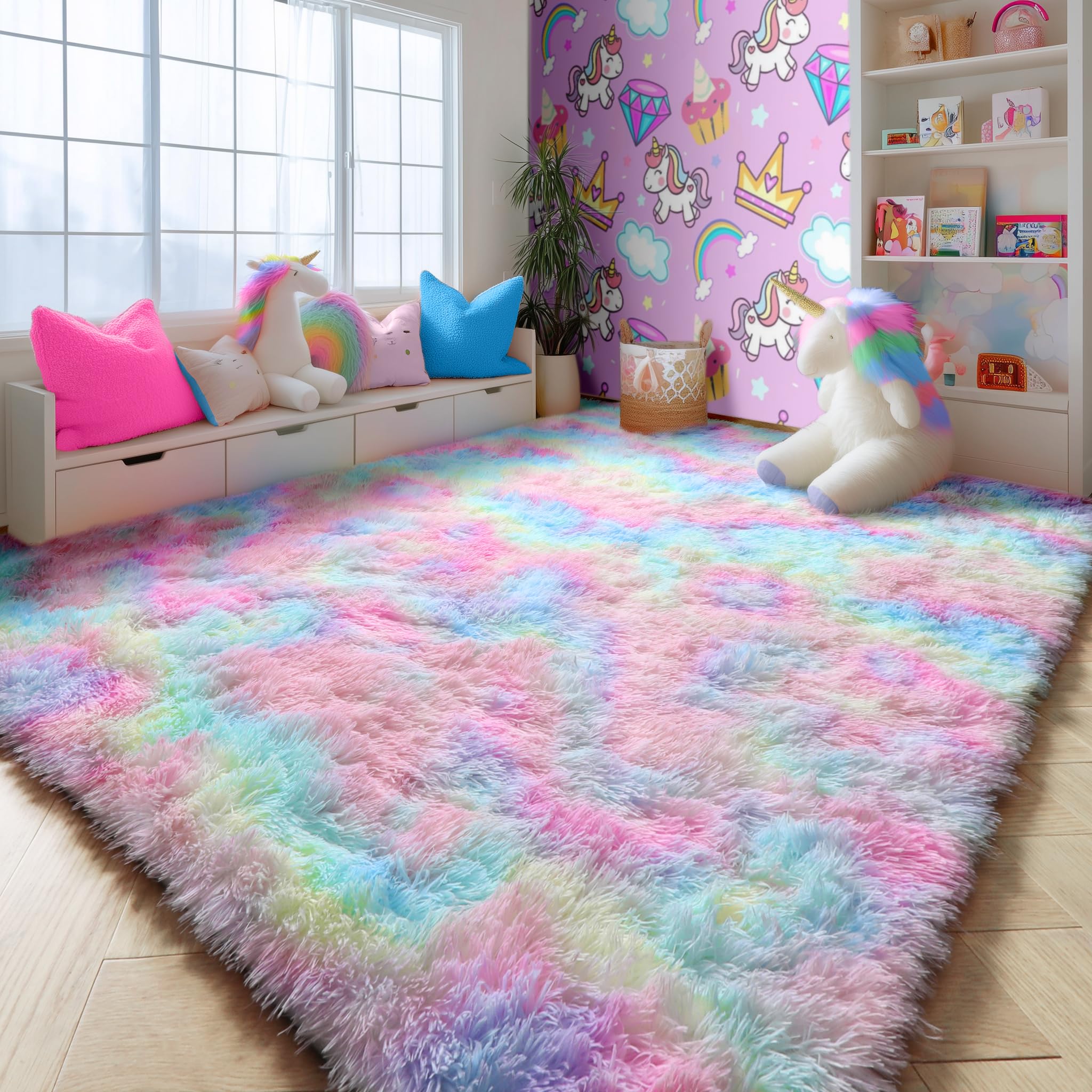 PAGISOFE Abstract Soft Shaggy Rugs for Living Room 5x8 Ft,Tie-Dyed Grey Fluffy Rugs for Kids Room Furry Carpets for Bedroom Room Decor Aesthetic Large Shag Carpet for Boys Girls Dorm Nursery
