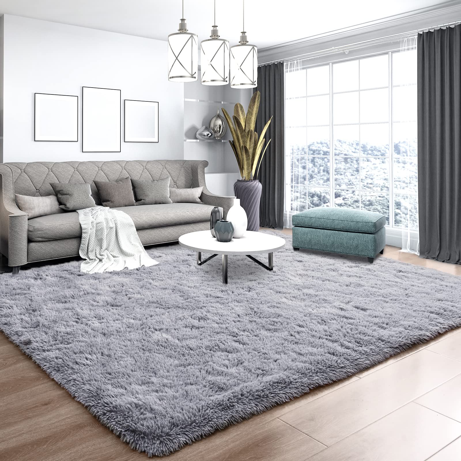 Ultra Soft Fluffy Rugs for Bedroom 4x6 Feet, Shag Area Rugs for Living Room, Large Comfy Furry Rug for Boys Kids Baby Room Decor, Non Slip Nursery Rug Modern Indoor Fuzzy Floor Carpet, Light Blue