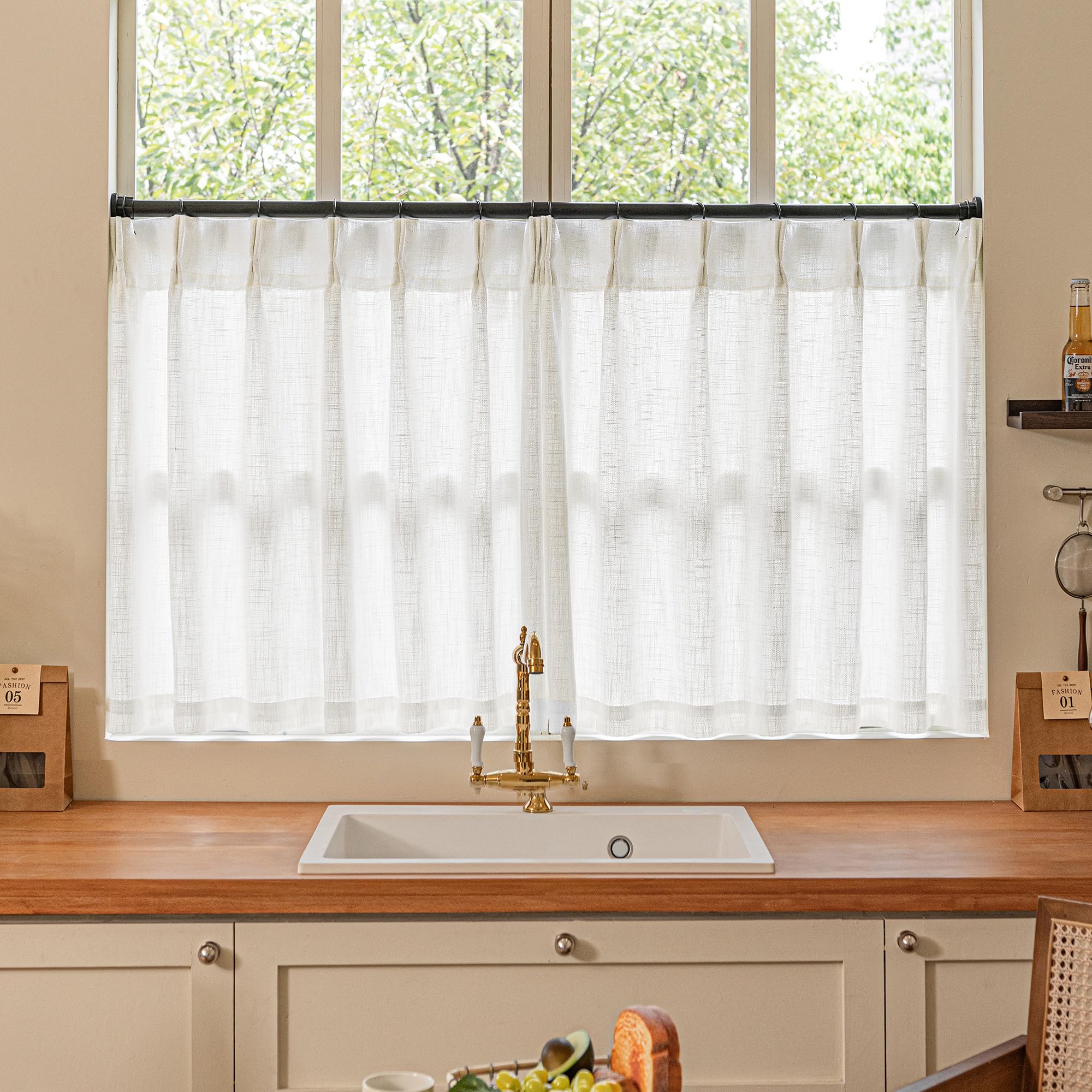Dutch Cocoa Pinch Pleated Linen Curtains 84 Inches Long 60 Inch Width Linen Blend Light Filtering Window Curtains 84 Inch for Living Room Bedroom Patio Pinch Pleat Drapes Hooks Rings 1 Panel 60Wx84L