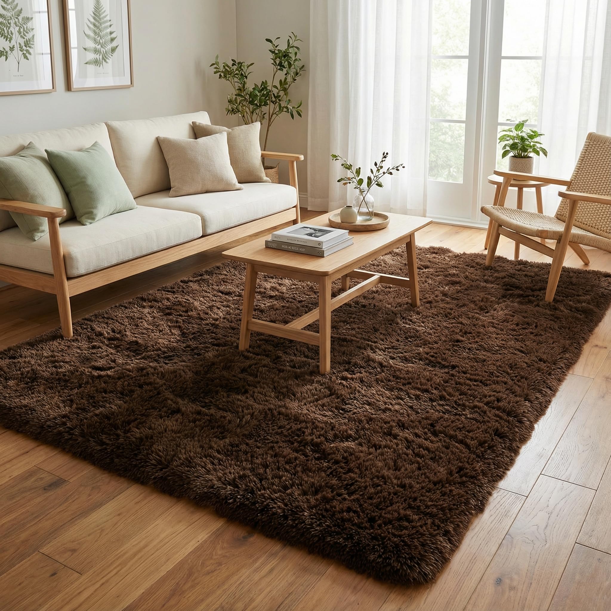 Merelax Soft Modern Indoor Shaggy Area Rug for Bedroom Livingroom Dorm Kids Room Home Decorative, Non-Slip Plush Fluffy Furry Fur Rugs Comfy Nursery Accent Floor Carpet 2x3 Feet, Black