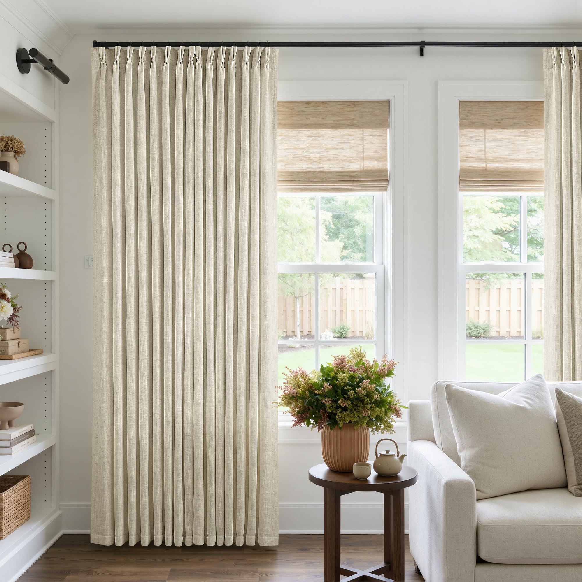 Dutch Cocoa Pinch Pleated Linen Curtains 84 Inches Long 60 Inch Width Linen Blend Light Filtering Window Curtains 84 Inch for Living Room Bedroom Patio Pinch Pleat Drapes Hooks Rings 1 Panel 60Wx84L