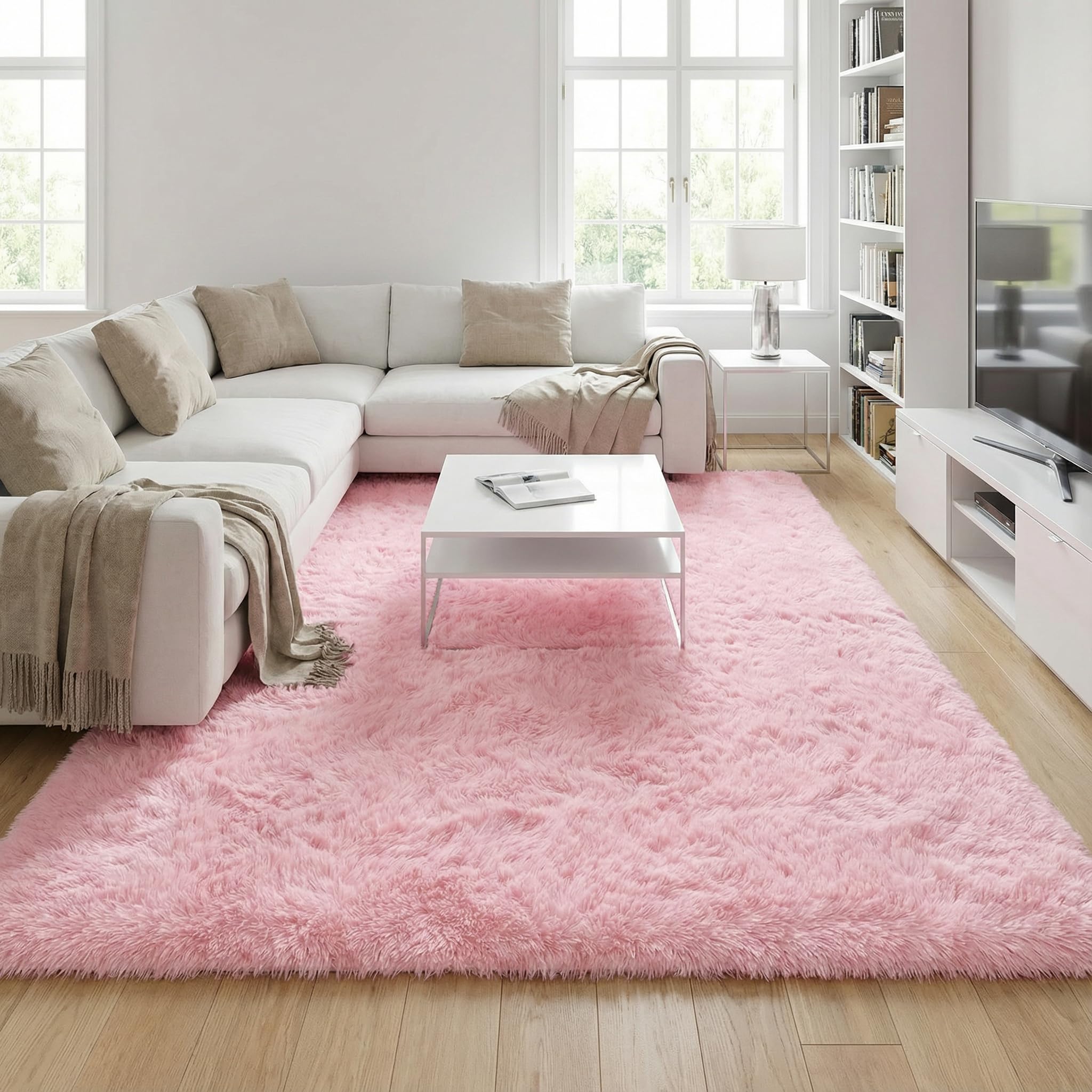 Merelax Soft Modern Indoor Shaggy Area Rug for Bedroom Livingroom Dorm Kids Room Home Decorative, Non-Slip Plush Fluffy Furry Fur Rugs Comfy Nursery Accent Floor Carpet 2x3 Feet, Black