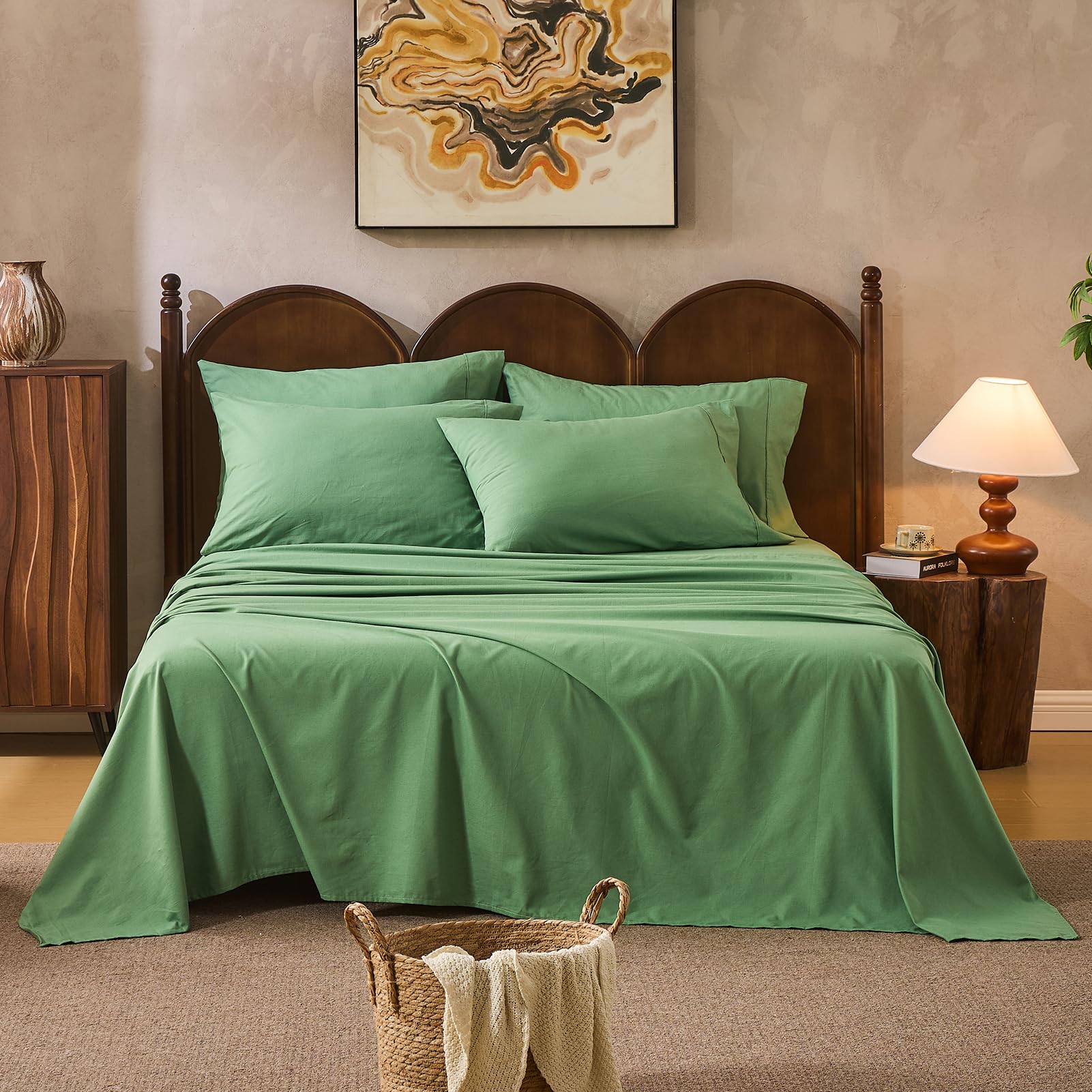 100% Linen Sheets Queen Size,Breathable & Durable 4-Piece Bed Flax Sheet Set,Soft All-Season Bedding for Hot Sleepers 16" Deep Pocket Oeko-TEX Certified,（Queen, Grey）