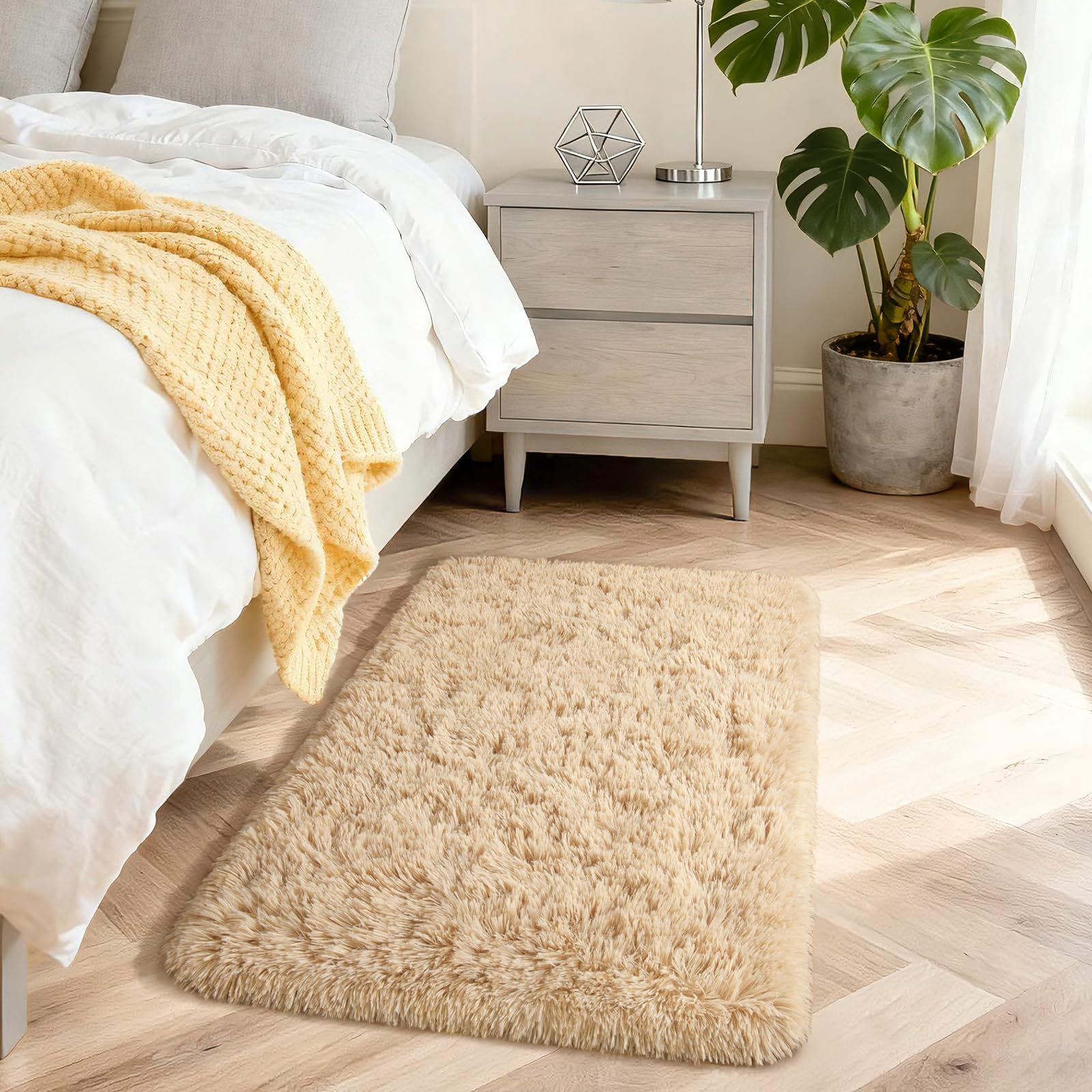 Merelax Soft Modern Indoor Shaggy Area Rug for Bedroom Livingroom Dorm Kids Room Home Decorative, Non-Slip Plush Fluffy Furry Fur Rugs Comfy Nursery Accent Floor Carpet 2x3 Feet, Black