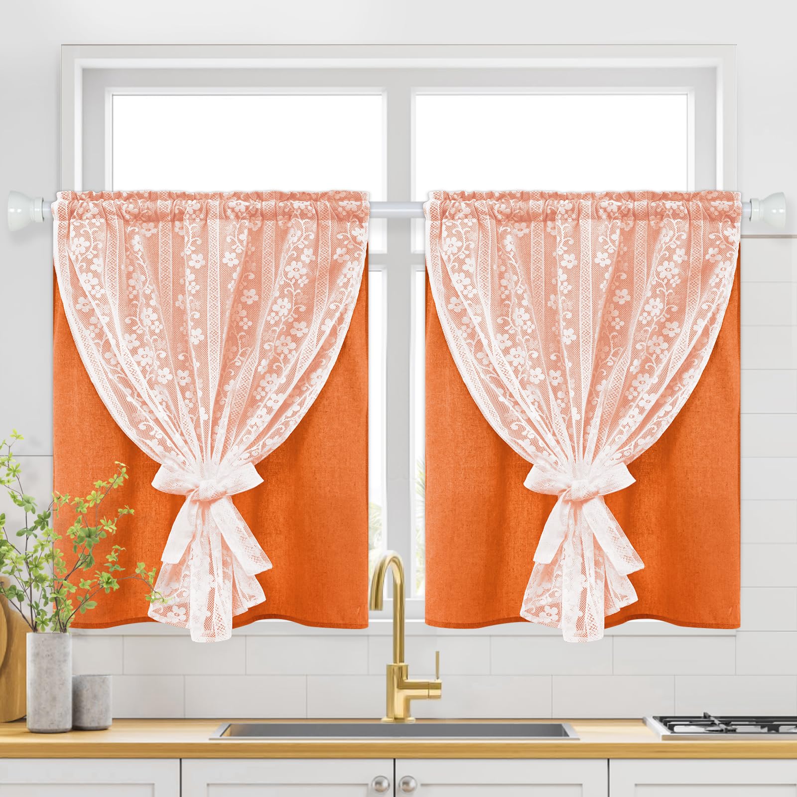 2-Panel 52×84" Beige Linen Curtains, Boho Farmhouse Window Drapes