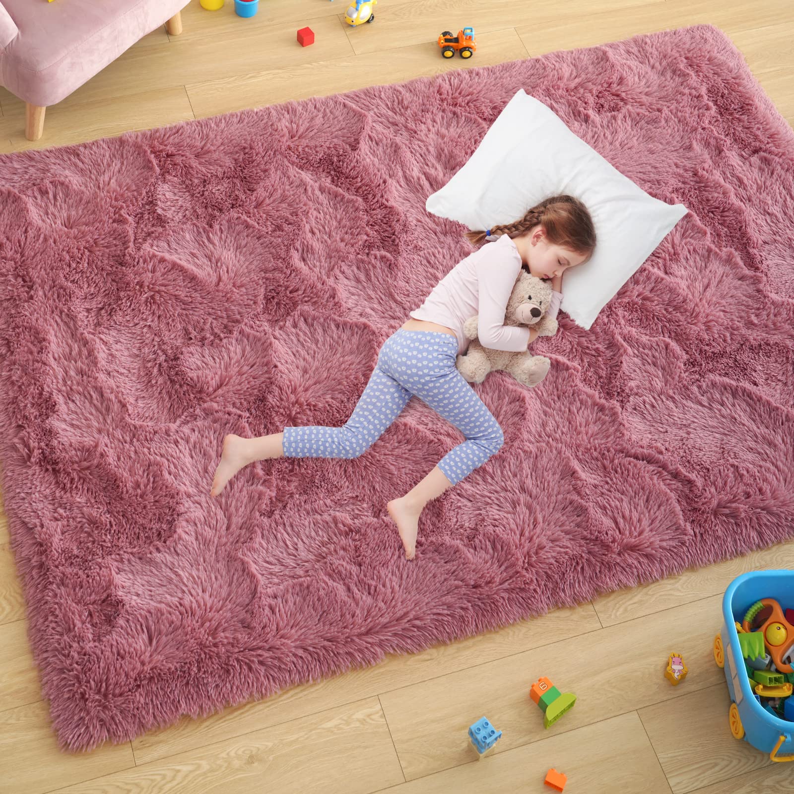 Ultra Soft Fluffy Rugs for Bedroom 4x6 Feet, Shag Area Rugs for Living Room, Large Comfy Furry Rug for Boys Kids Baby Room Decor, Non Slip Nursery Rug Modern Indoor Fuzzy Floor Carpet, Light Blue