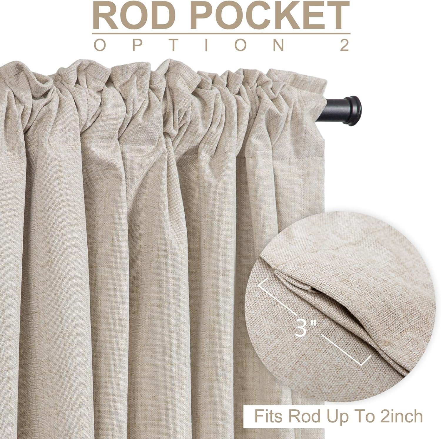50×84" Cream Blackout Curtains, 2 Panels Thermal Insulated Drapes for Bedroom Living Room