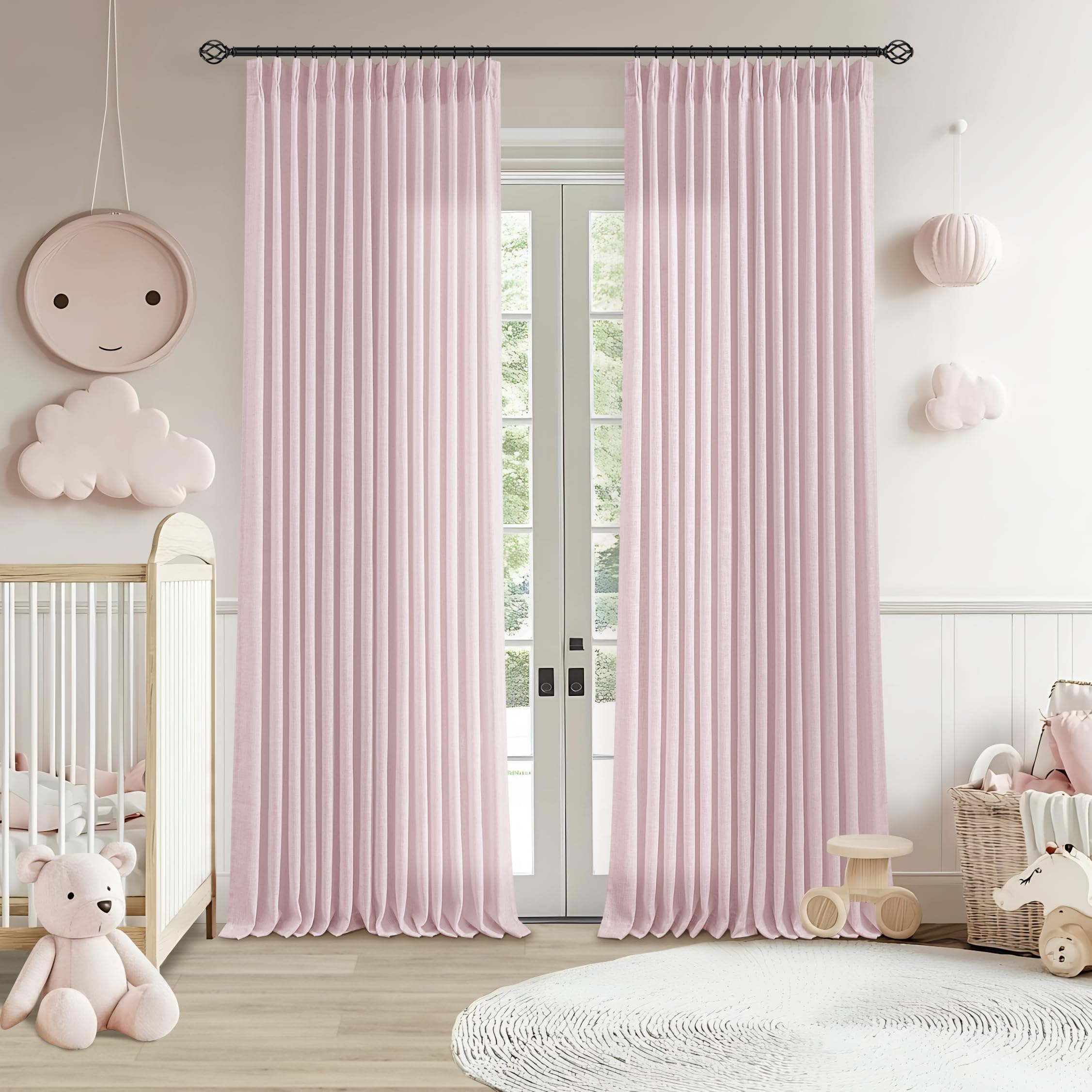Dutch Cocoa Pinch Pleated Linen Curtains 84 Inches Long 60 Inch Width Linen Blend Light Filtering Window Curtains 84 Inch for Living Room Bedroom Patio Pinch Pleat Drapes Hooks Rings 1 Panel 60Wx84L