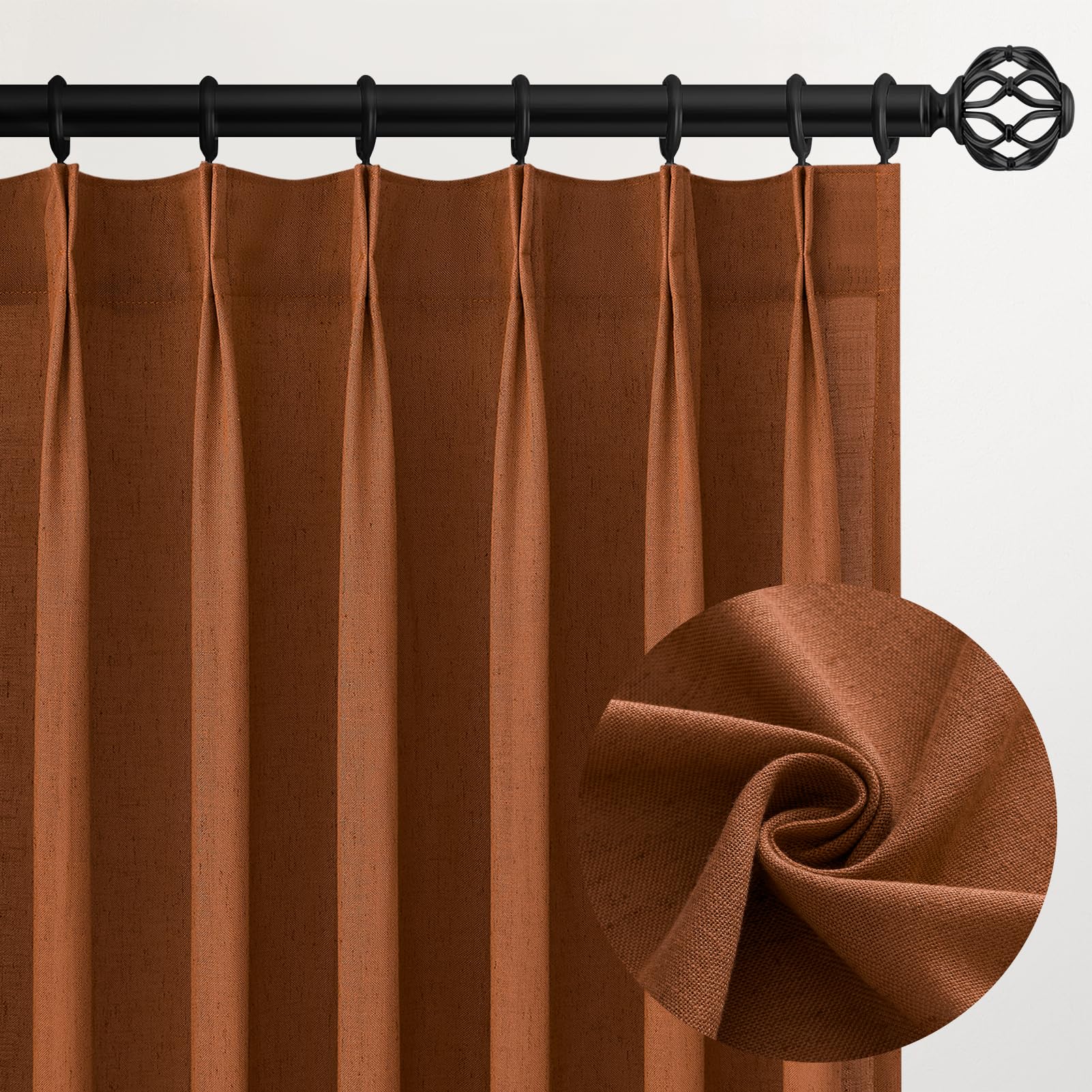 Topfinel 102 Inch Curtains 1 Panels Set,One Packs Pinch Pleat Back Tab Linen Window Semi Sheer Privacy Thick Decorative Curtain Drapes for Living Room Bedroom,60x102 in Long,Oatmeal