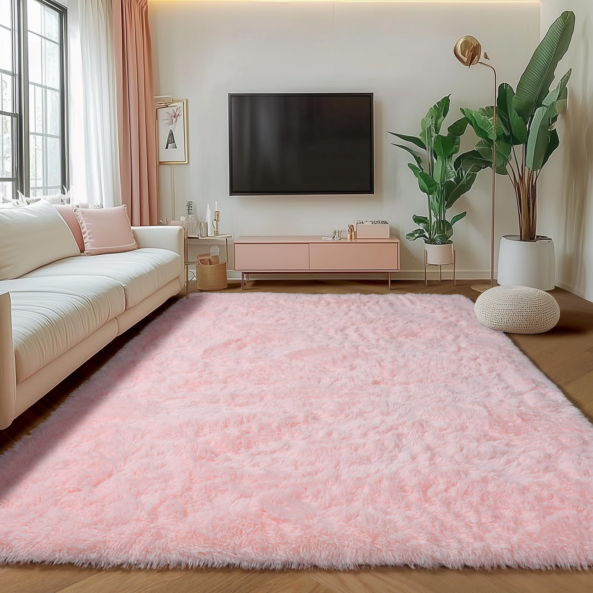 ONASAR Tie-Dyed Dark Grey Round Area Rugs 5ft, Ultra Soft Bedroom Circle Rug for Kids Girls Teen Room, Fluffy Plush Shaggy Carpet Floor Mats for Baby Nursery Living Room Playroom Home Decor