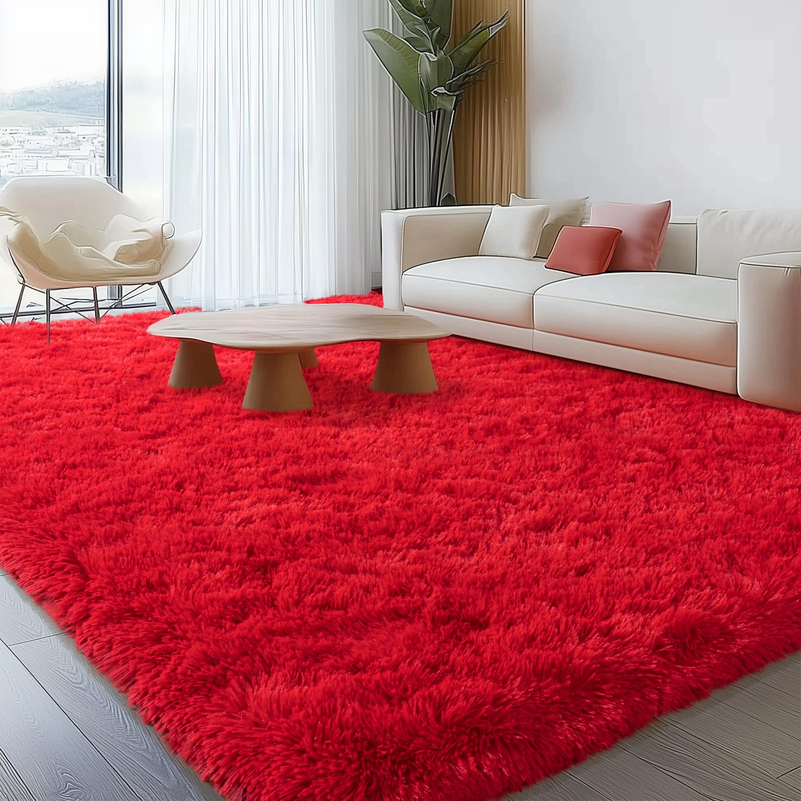 Fluffy Rugs for Living Room Bedroom, 5x7 Feet Abstract Blue Shag Area Rugs, Non-Slip Indoor Modern Fuzzy Plush Floor Carpet for Dorm Nursery Kids Room Decor, Soft Shaggy Throw Rug