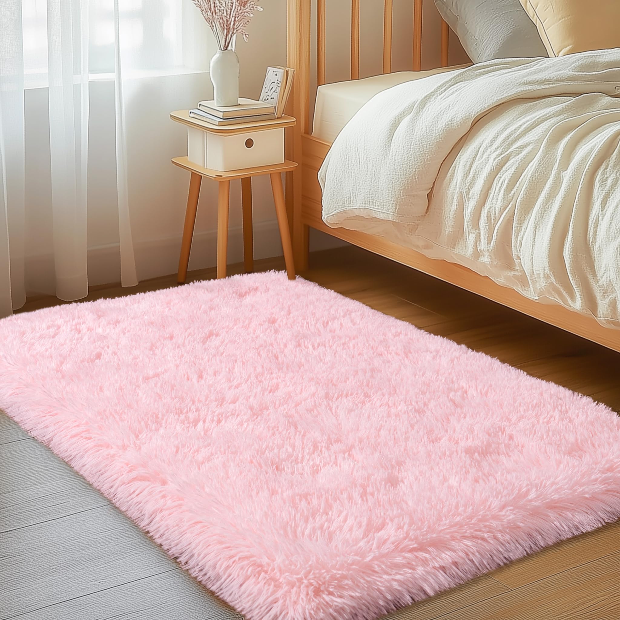Fluffy Rugs for Living Room Bedroom, 5x7 Feet Abstract Blue Shag Area Rugs, Non-Slip Indoor Modern Fuzzy Plush Floor Carpet for Dorm Nursery Kids Room Decor, Soft Shaggy Throw Rug
