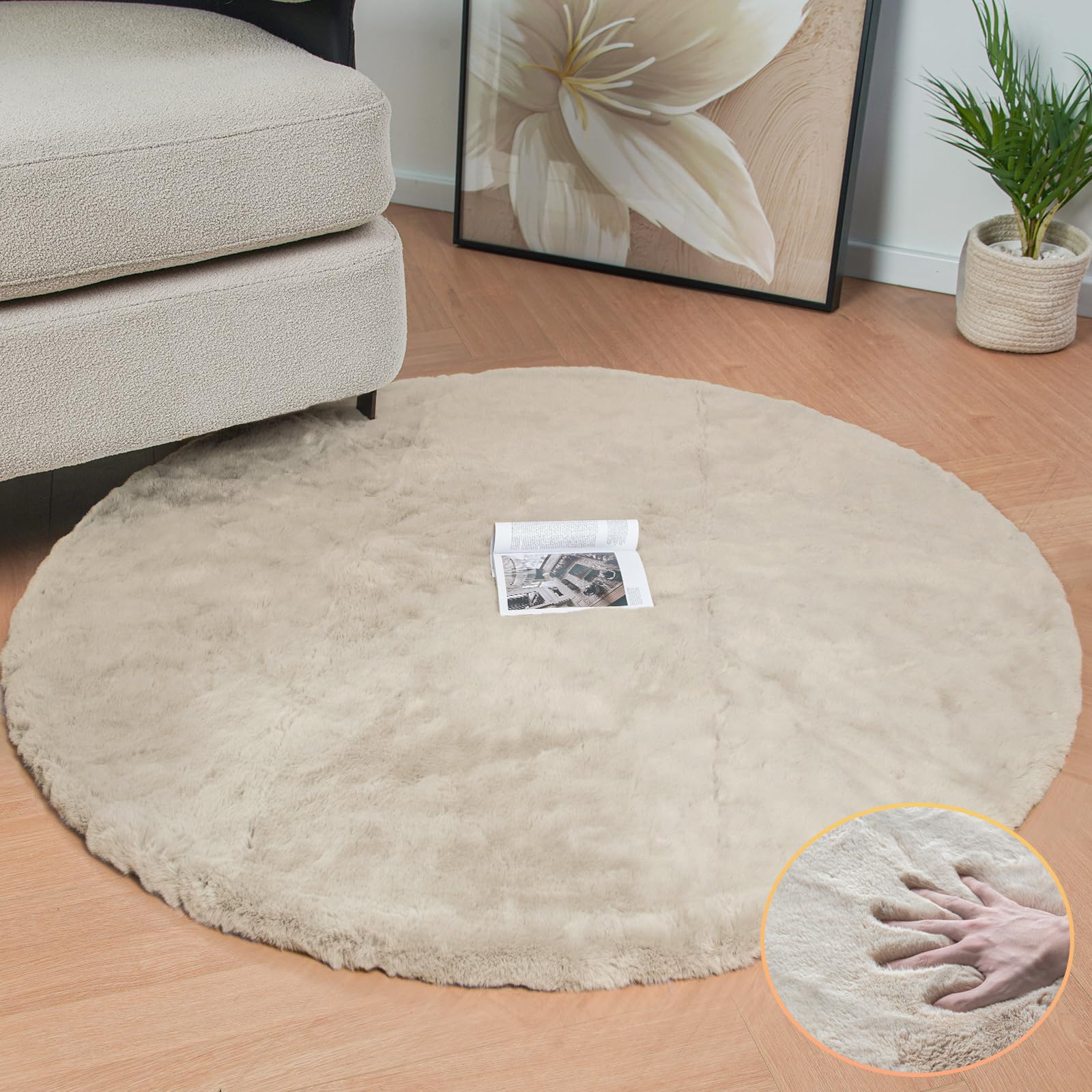 ORINOVA White Faux Rabbit Fluffy Fur Rugs for Bedroom Machine Washable Furry Area Rugs for Living Room Smal 2x4 Shag Runner Rug Nursery Rug