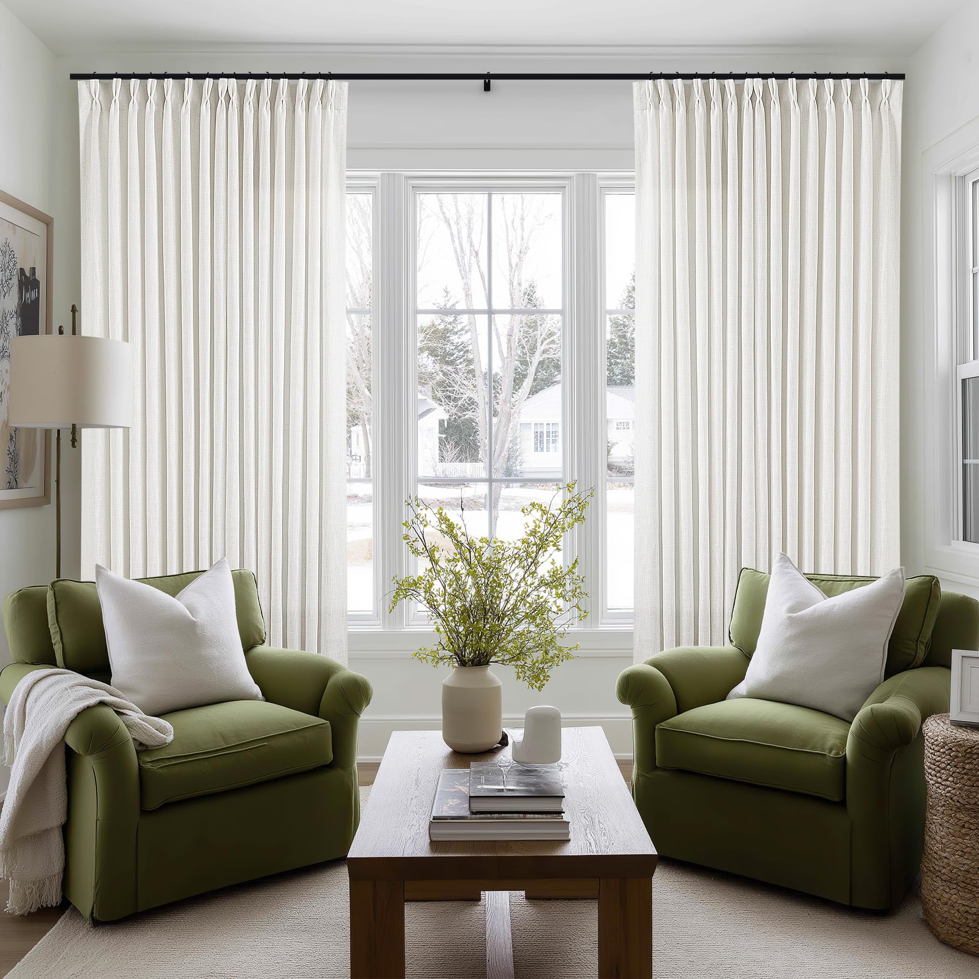 Dutch Cocoa Pinch Pleated Linen Curtains 84 Inches Long 60 Inch Width Linen Blend Light Filtering Window Curtains 84 Inch for Living Room Bedroom Patio Pinch Pleat Drapes Hooks Rings 1 Panel 60Wx84L