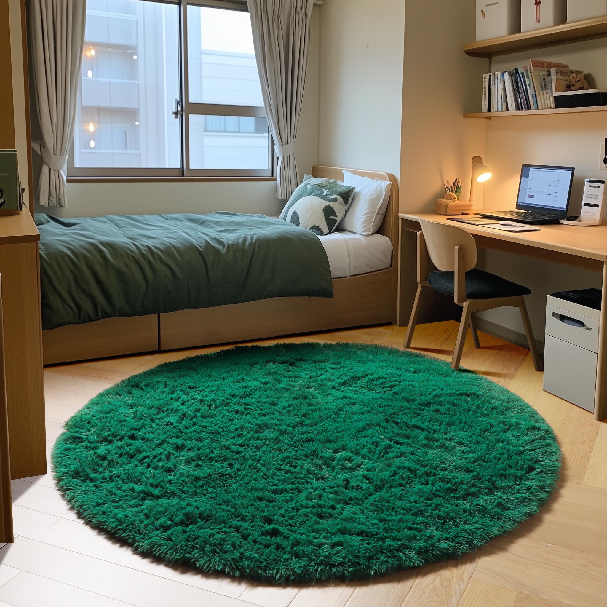 ONASAR Tie-Dyed Dark Grey Round Area Rugs 5ft, Ultra Soft Bedroom Circle Rug for Kids Girls Teen Room, Fluffy Plush Shaggy Carpet Floor Mats for Baby Nursery Living Room Playroom Home Decor