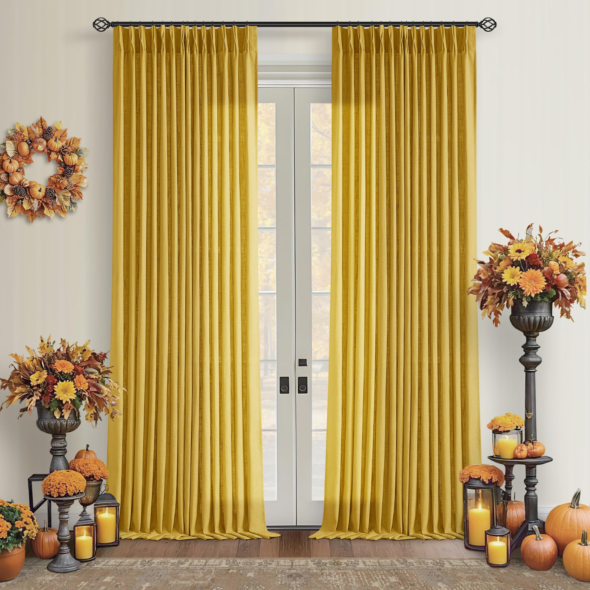 Dutch Cocoa Pinch Pleated Linen Curtains 84 Inches Long 60 Inch Width Linen Blend Light Filtering Window Curtains 84 Inch for Living Room Bedroom Patio Pinch Pleat Drapes Hooks Rings 1 Panel 60Wx84L
