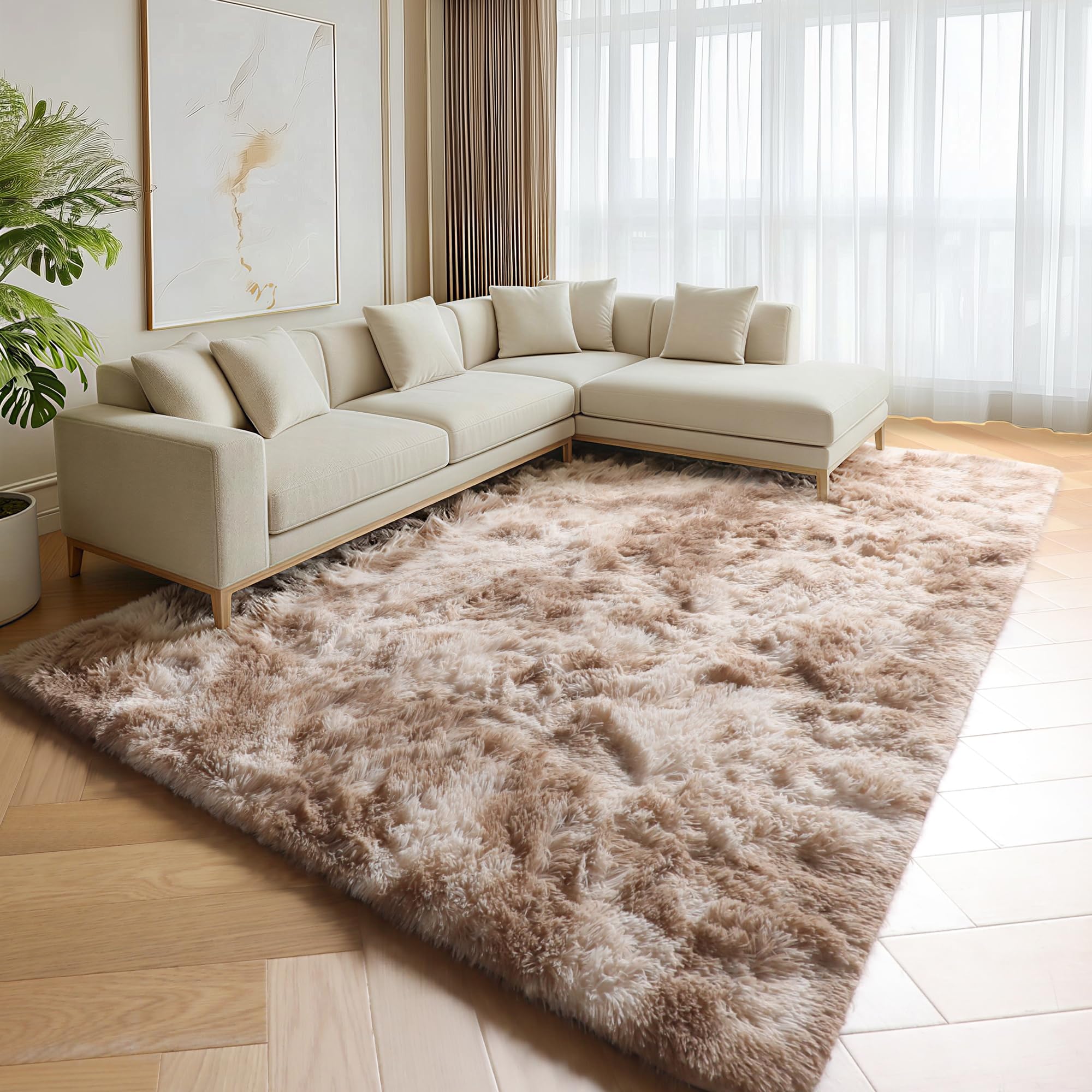 ONASAR Tie-Dyed Dark Grey Round Area Rugs 5ft, Ultra Soft Bedroom Circle Rug for Kids Girls Teen Room, Fluffy Plush Shaggy Carpet Floor Mats for Baby Nursery Living Room Playroom Home Decor