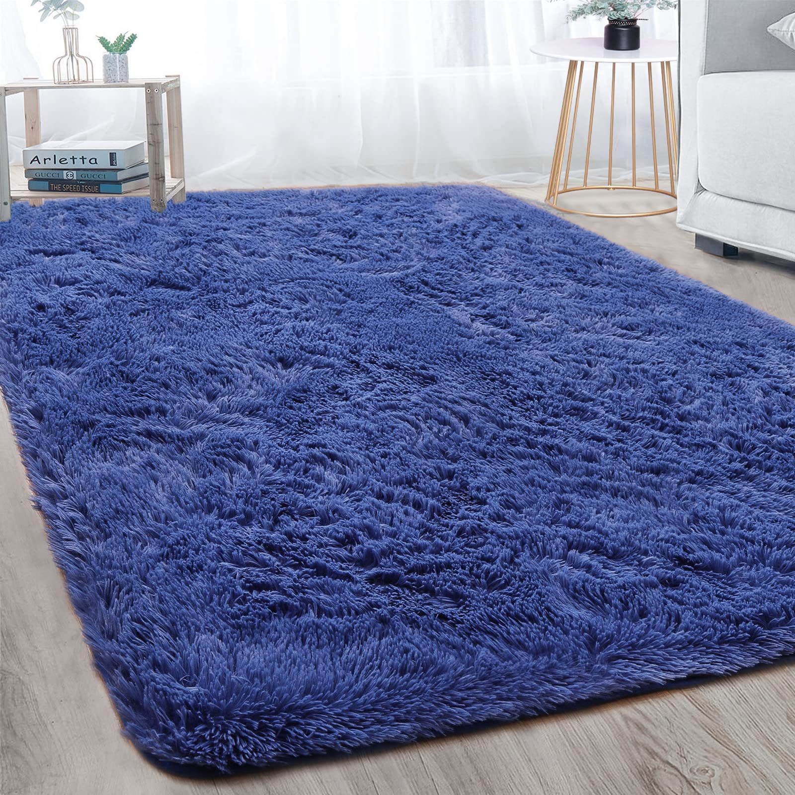 Merelax Soft Modern Indoor Shaggy Area Rug for Bedroom Livingroom Dorm Kids Room Home Decorative, Non-Slip Plush Fluffy Furry Fur Rugs Comfy Nursery Accent Floor Carpet 2x3 Feet, Black