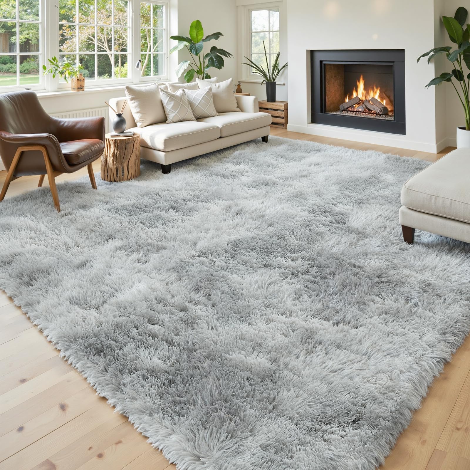 8x10 Area Rugs for Living Room Bedroom Fluffy, Large Area Rug Shag Shaggy Carpet Soft Plush Furry Bedside Rug, Area Rugs for Home Decor(8 x 10, Dark Blue Tie-Dyed)