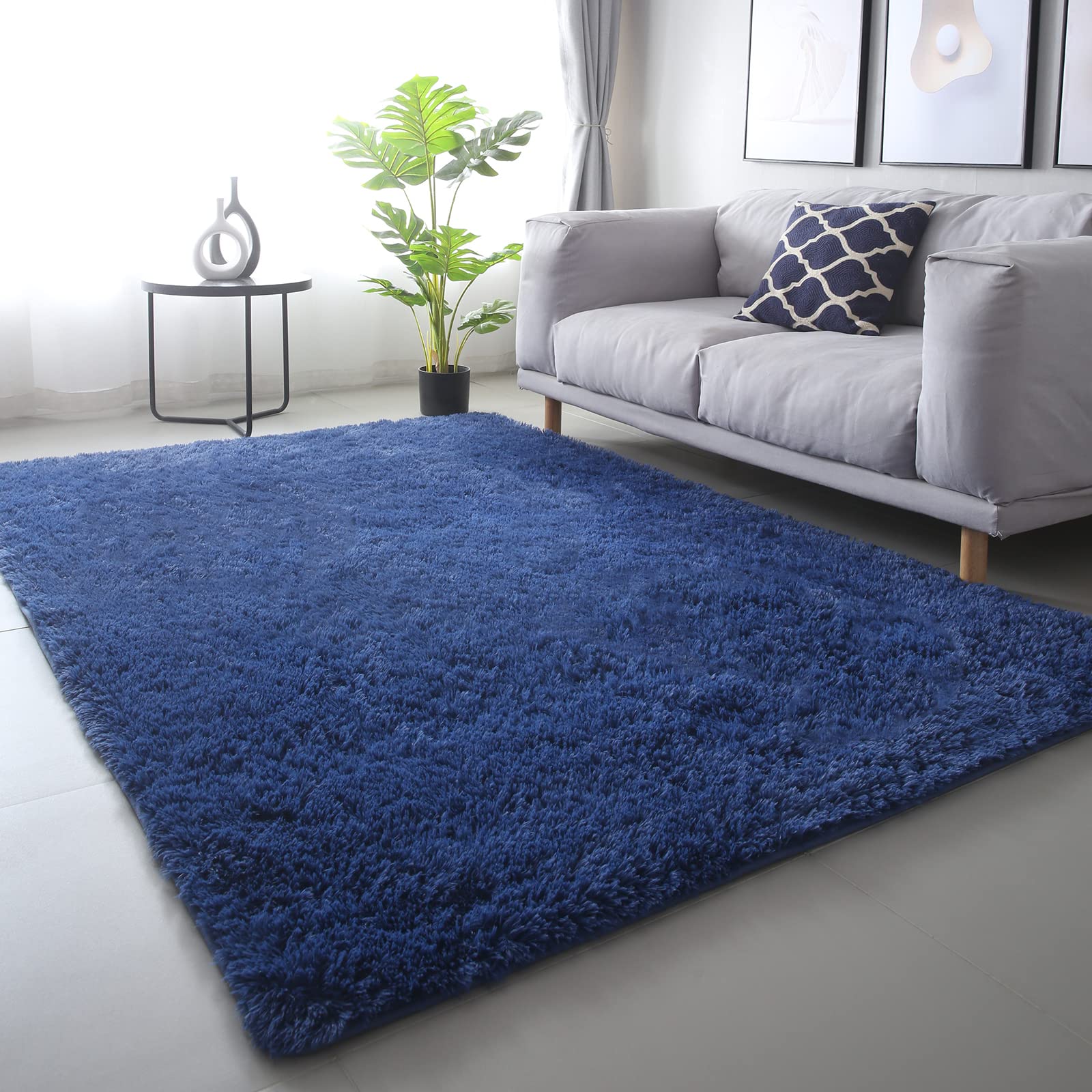 CAIYUECS Shag Area Rug,Indoor Ultra Soft Fluffy Plush Rugs for Bedroom Living Room, Non-Skid Modern Nursery Faux Fur Rugs for Kids Room Home Decor (Tie-Dyed Light Gray, 5x7 Feet)