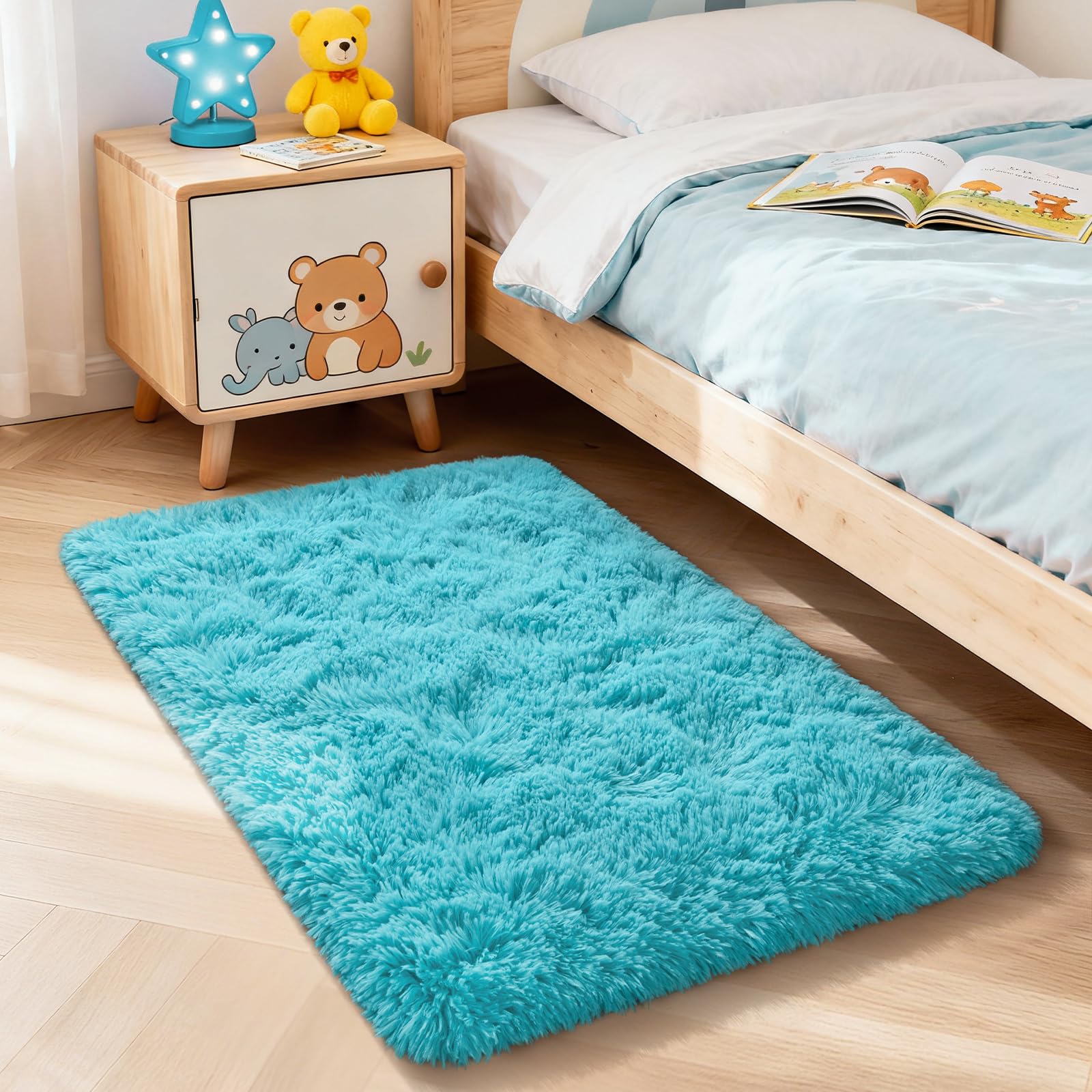 Merelax Soft Modern Indoor Shaggy Area Rug for Bedroom Livingroom Dorm Kids Room Home Decorative, Non-Slip Plush Fluffy Furry Fur Rugs Comfy Nursery Accent Floor Carpet 2x3 Feet, Black