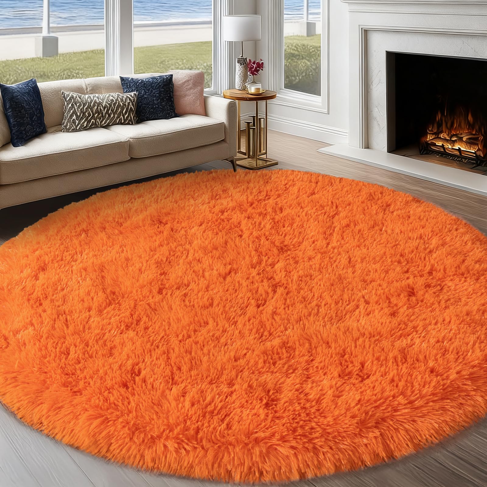 Fluffy Rugs for Living Room Bedroom, 5x7 Feet Abstract Blue Shag Area Rugs, Non-Slip Indoor Modern Fuzzy Plush Floor Carpet for Dorm Nursery Kids Room Decor, Soft Shaggy Throw Rug