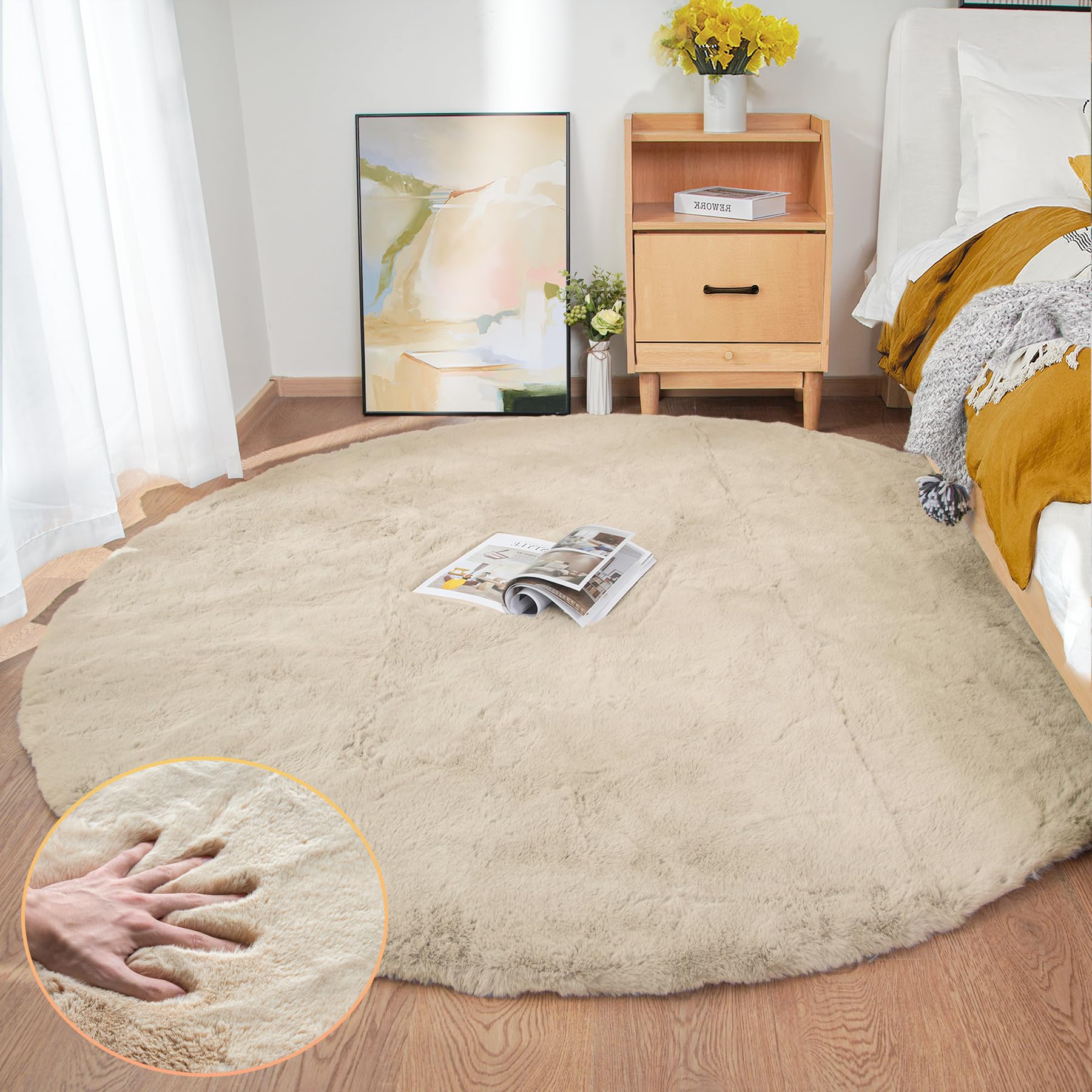 ORINOVA White Faux Rabbit Fluffy Fur Rugs for Bedroom Machine Washable Furry Area Rugs for Living Room Smal 2x4 Shag Runner Rug Nursery Rug