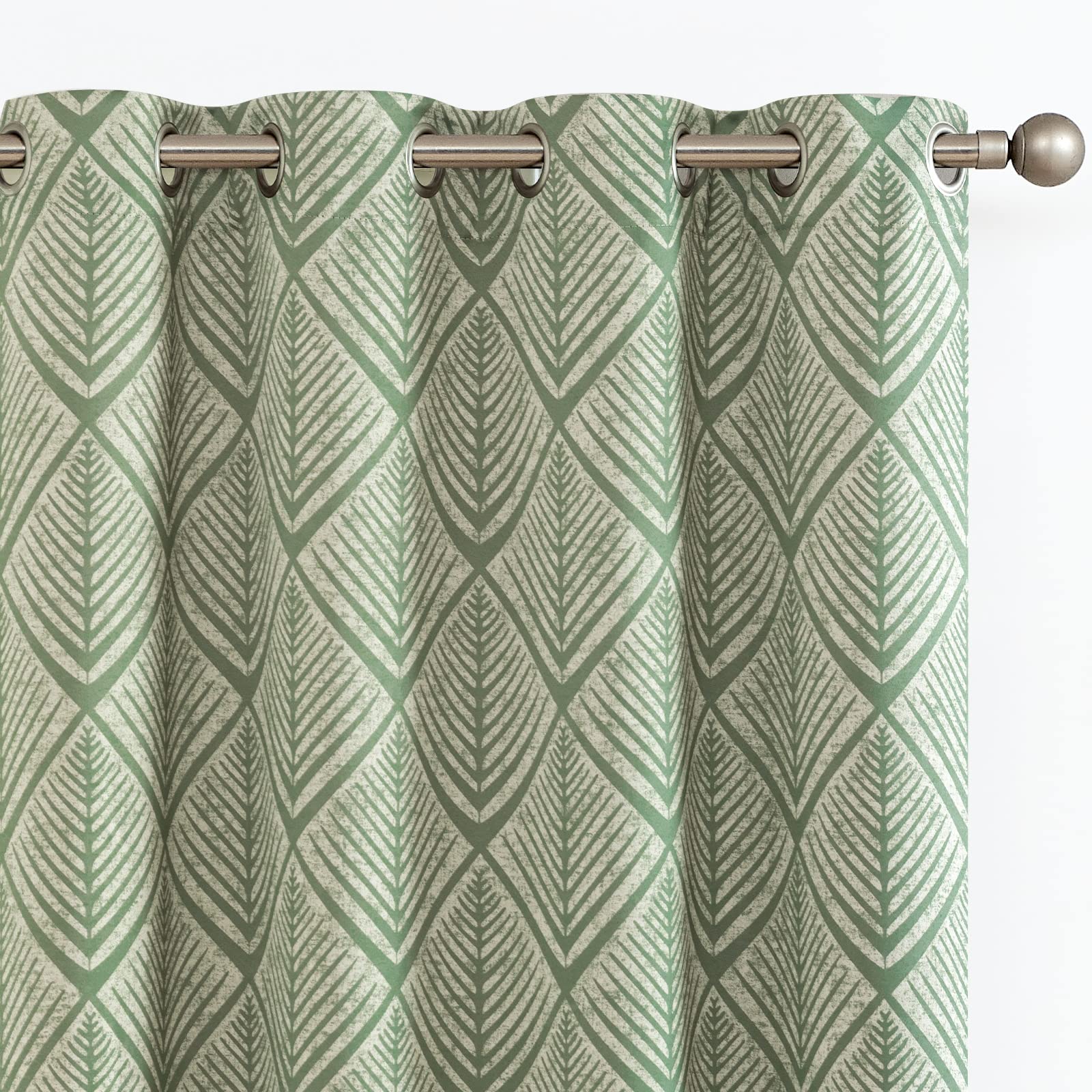 jinchan Vintage Curtains 84 Inch Long Cream Scroll Floral Dusty Blue Curtians for Living Room Bedroom Room Darkenign Drapes Thermal Insulated Classic Traditional Privacy Grommet Top 2 Panels