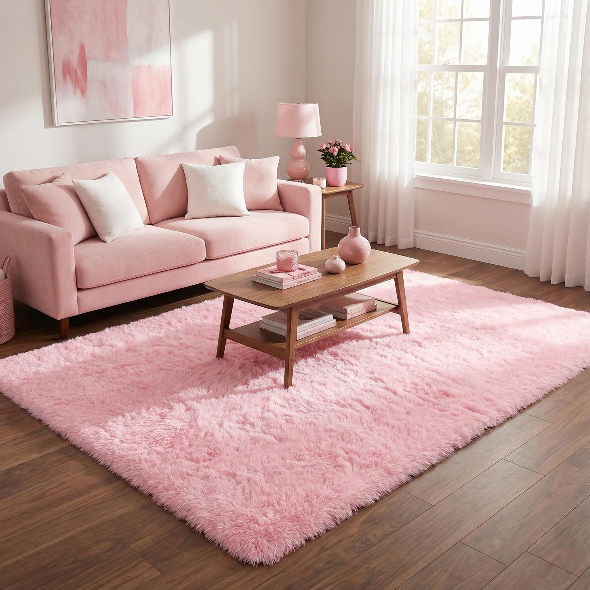 Merelax Soft Modern Indoor Shaggy Area Rug for Bedroom Livingroom Dorm Kids Room Home Decorative, Non-Slip Plush Fluffy Furry Fur Rugs Comfy Nursery Accent Floor Carpet 2x3 Feet, Black