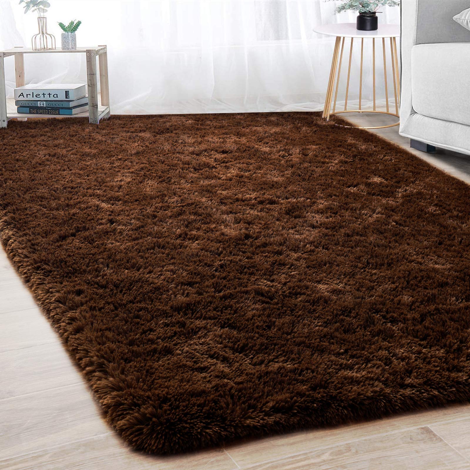 Merelax Soft Modern Indoor Shaggy Area Rug for Bedroom Livingroom Dorm Kids Room Home Decorative, Non-Slip Plush Fluffy Furry Fur Rugs Comfy Nursery Accent Floor Carpet 2x3 Feet, Black