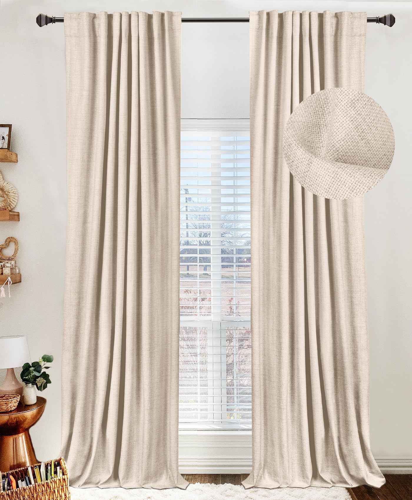 50×84" Cream Blackout Curtains, 2 Panels Thermal Insulated Drapes for Bedroom Living Room