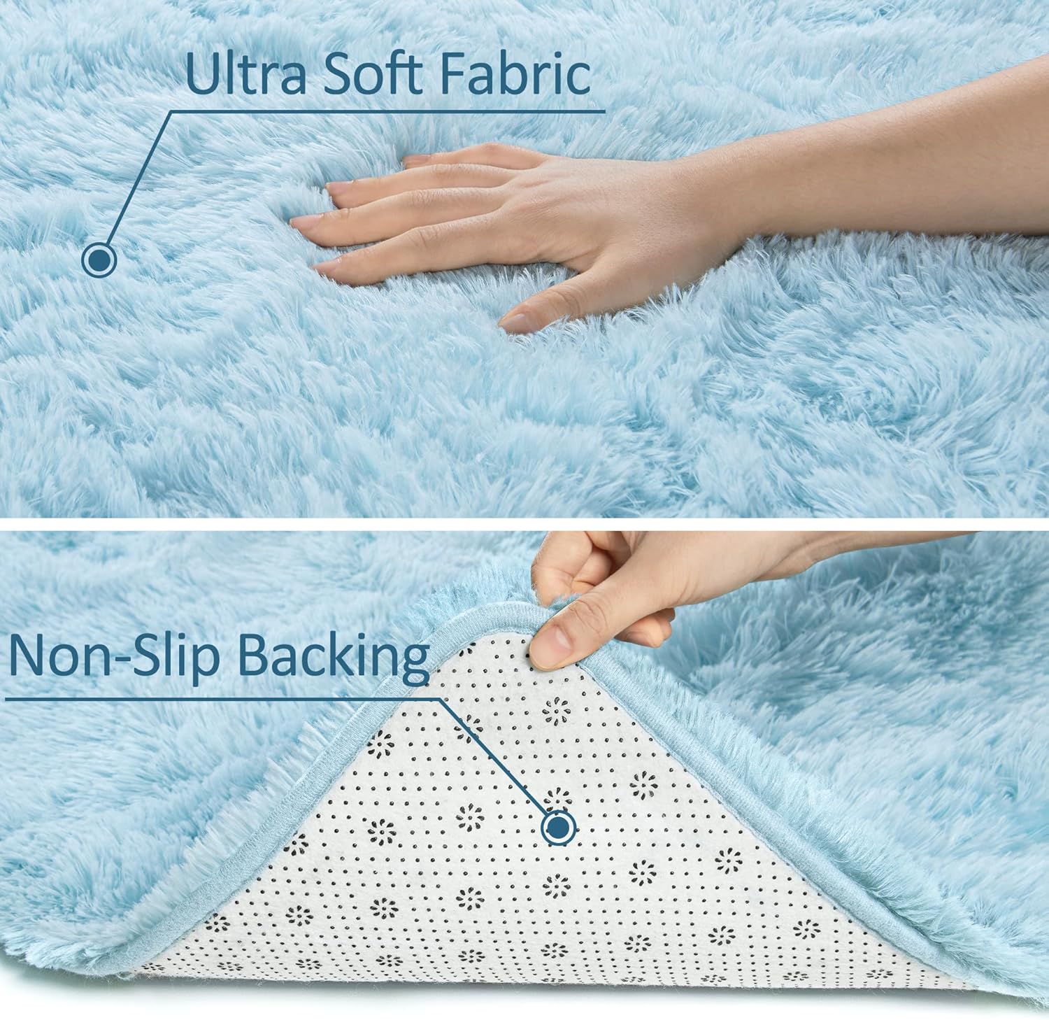 Ultra Soft Fluffy Rugs for Bedroom 4x6 Feet, Shag Area Rugs for Living Room, Large Comfy Furry Rug for Boys Kids Baby Room Decor, Non Slip Nursery Rug Modern Indoor Fuzzy Floor Carpet, Light Blue