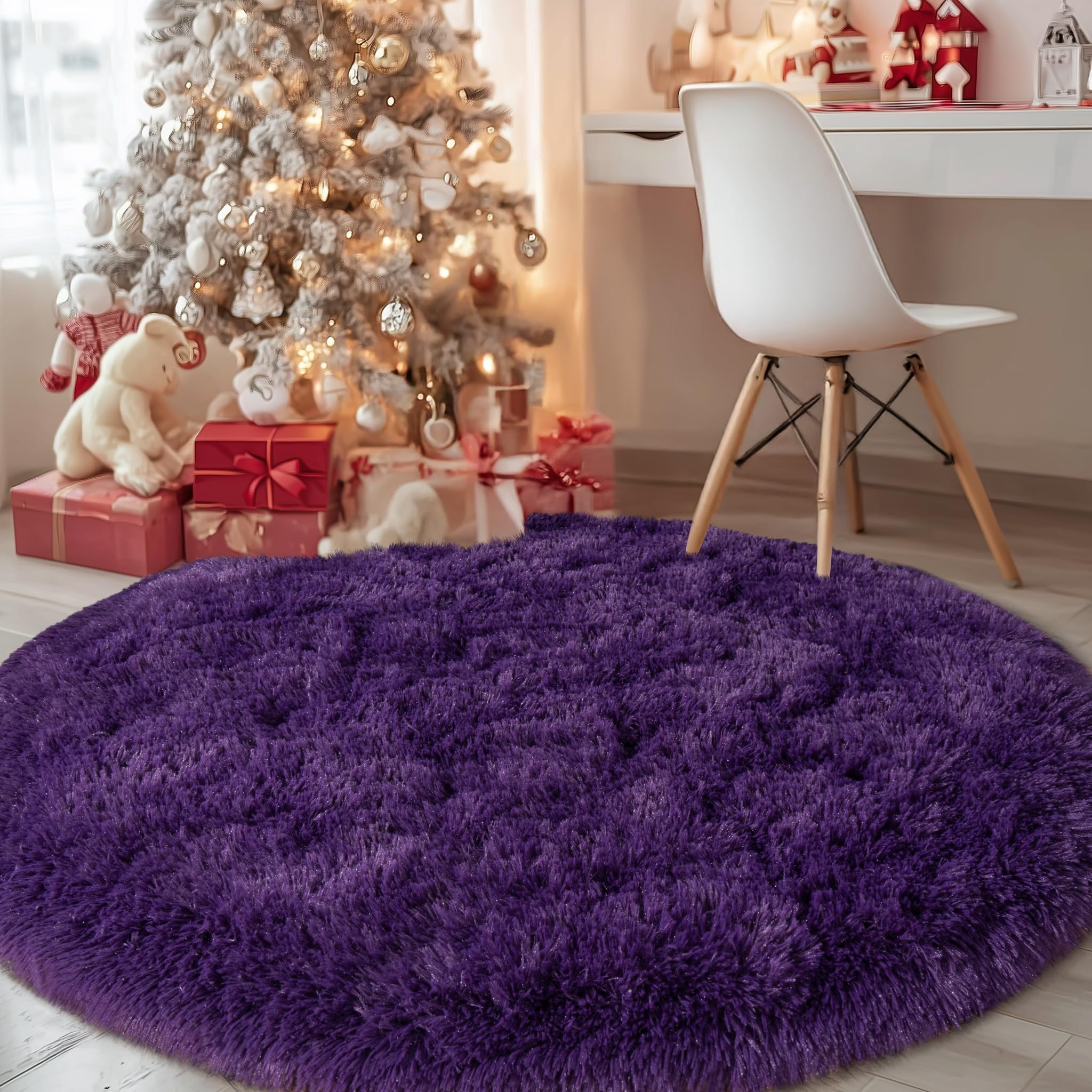Fluffy Rugs for Living Room Bedroom, 5x7 Feet Abstract Blue Shag Area Rugs, Non-Slip Indoor Modern Fuzzy Plush Floor Carpet for Dorm Nursery Kids Room Decor, Soft Shaggy Throw Rug