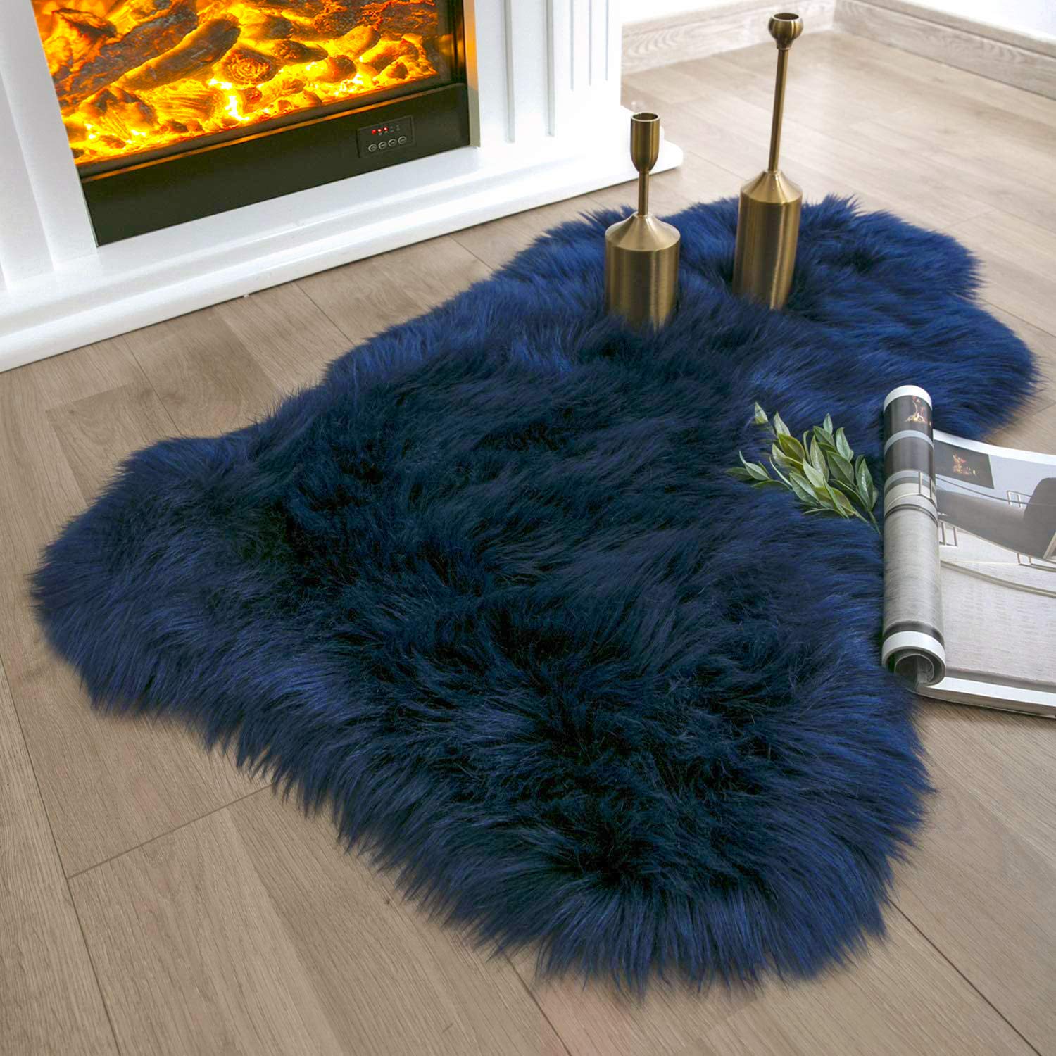 4×4ft White Fluffy Faux Fur Rug, Washable Shag Area Rug for Home Decor