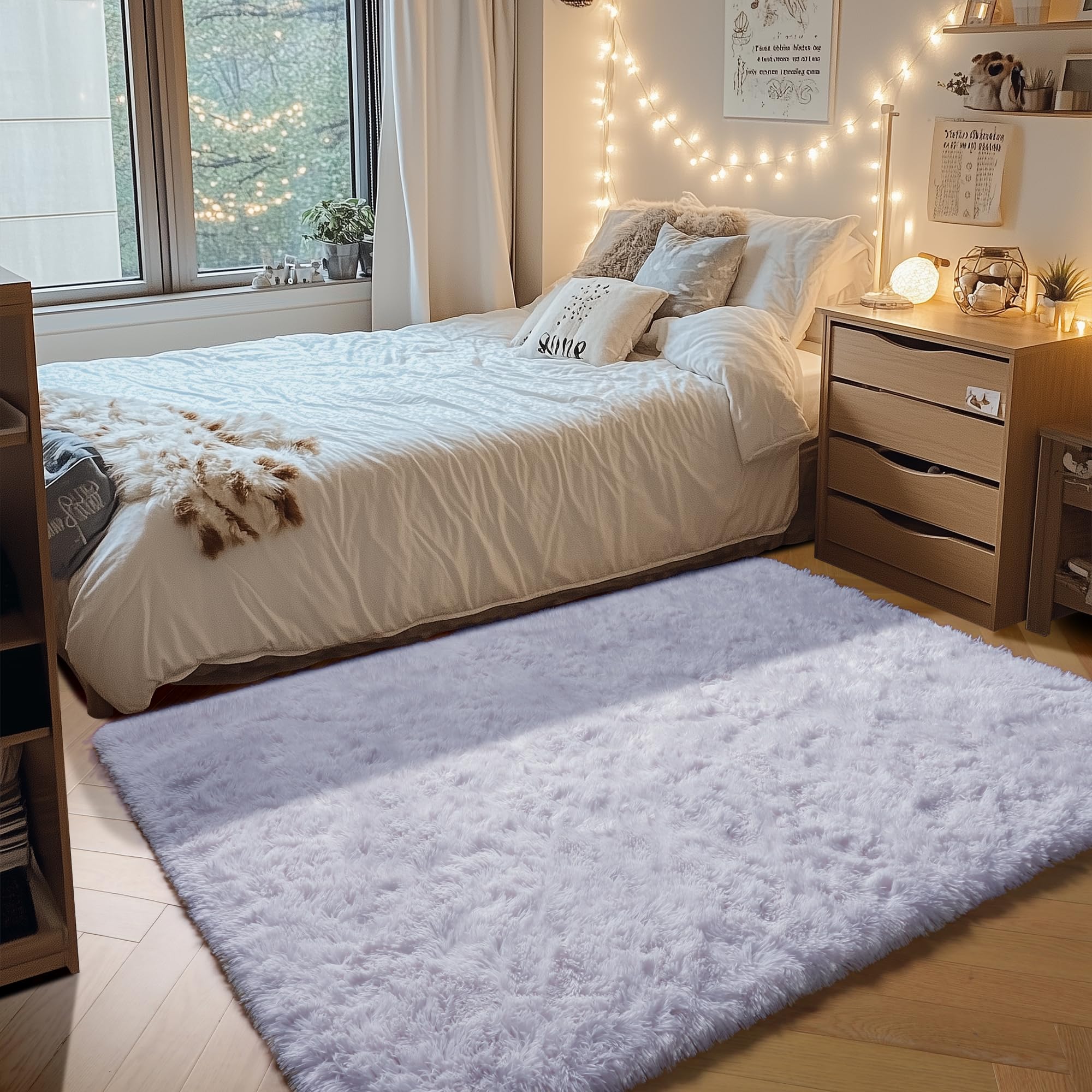 ONASAR Tie-Dyed Dark Grey Round Area Rugs 5ft, Ultra Soft Bedroom Circle Rug for Kids Girls Teen Room, Fluffy Plush Shaggy Carpet Floor Mats for Baby Nursery Living Room Playroom Home Decor