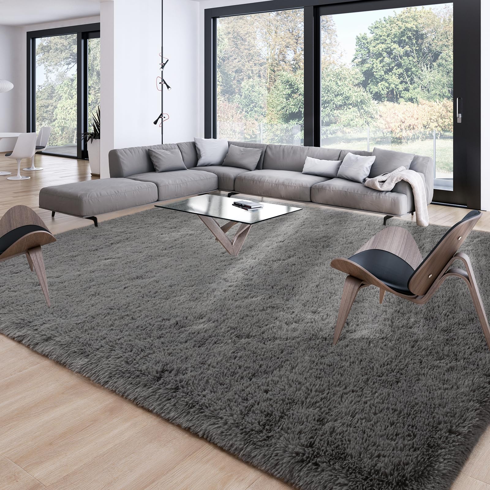 Merelax Soft Modern Indoor Shaggy Area Rug for Bedroom Livingroom Dorm Kids Room Home Decorative, Non-Slip Plush Fluffy Furry Fur Rugs Comfy Nursery Accent Floor Carpet 2x3 Feet, Black