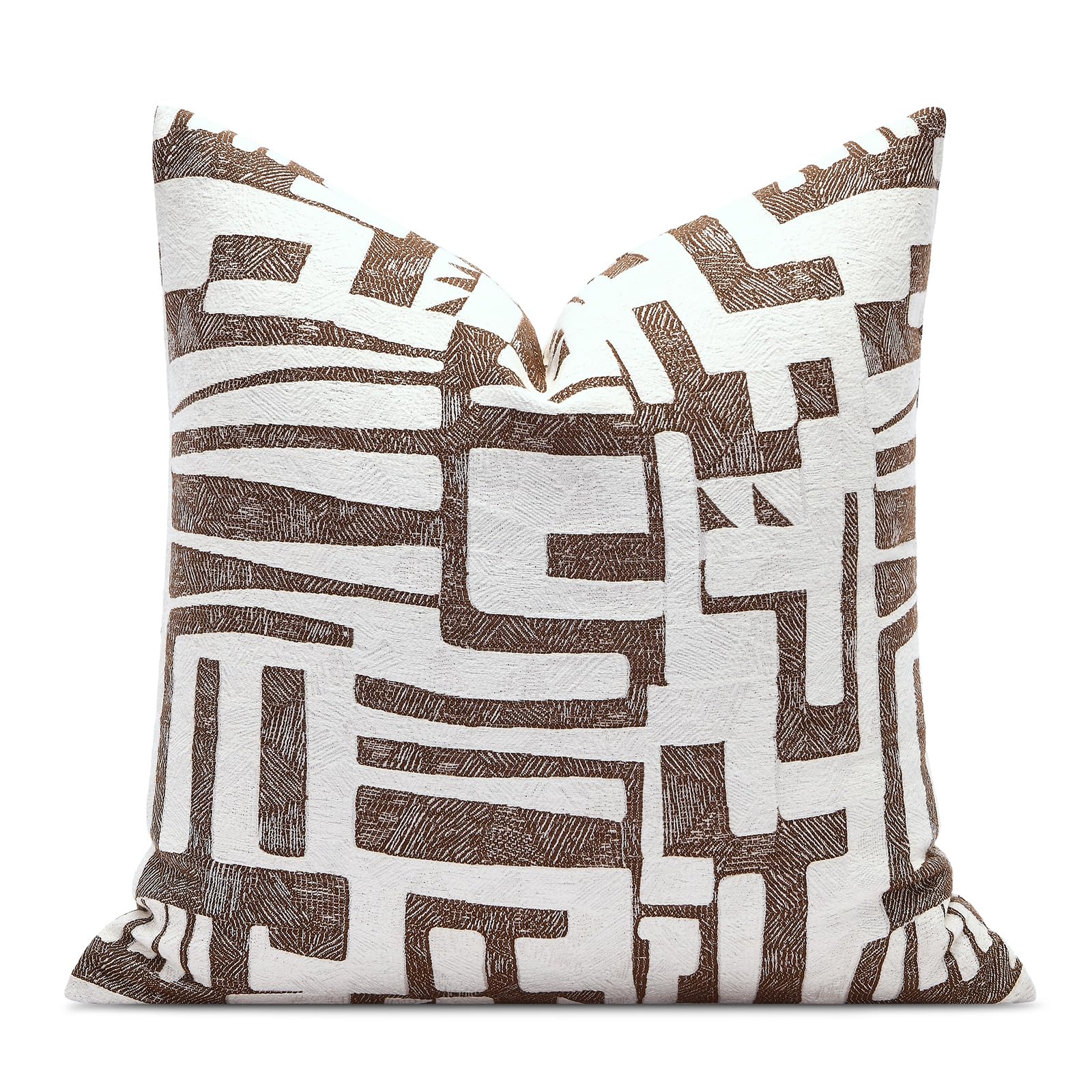 Dark Brown Tassel Decorative Throw Pillow Cover 20x20 Square Woven Textured Farmhouse Pillows Cushion Cases for Couch Bed Sofa Living Room Decor (Pack of 1)