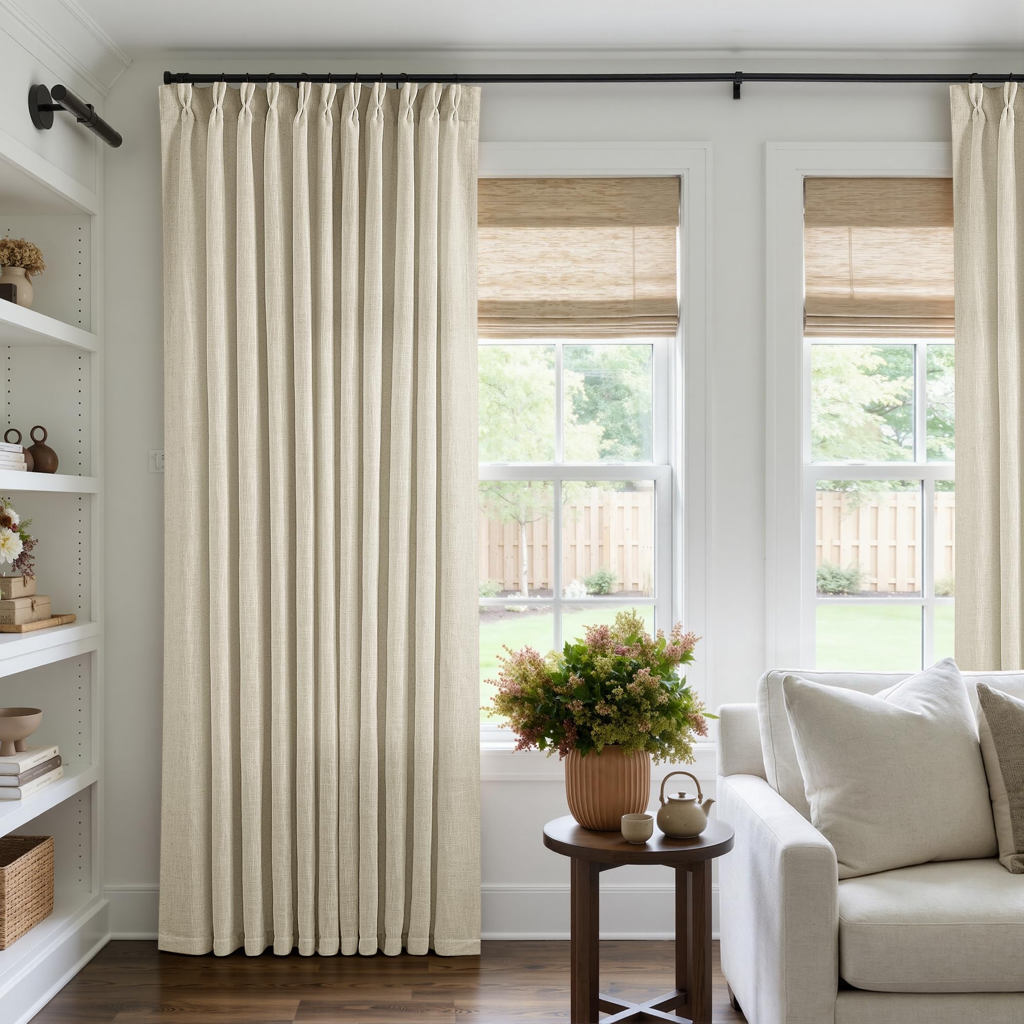 Dutch Cocoa Pinch Pleated Linen Curtains 84 Inches Long 60 Inch Width Linen Blend Light Filtering Window Curtains 84 Inch for Living Room Bedroom Patio Pinch Pleat Drapes Hooks Rings 1 Panel 60Wx84L