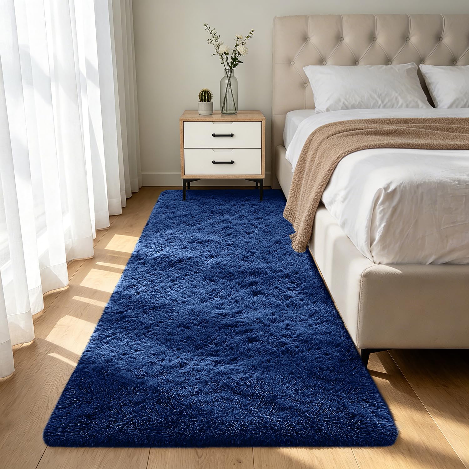 Shag Area Rugs for Bedroom Living Room,8X10 Ultra Soft Fluffy Area Rugs for Dorm, Indoor Carpet Nursery Rugs for Kids Girls Room Home Decor,Tie-Dye Grey