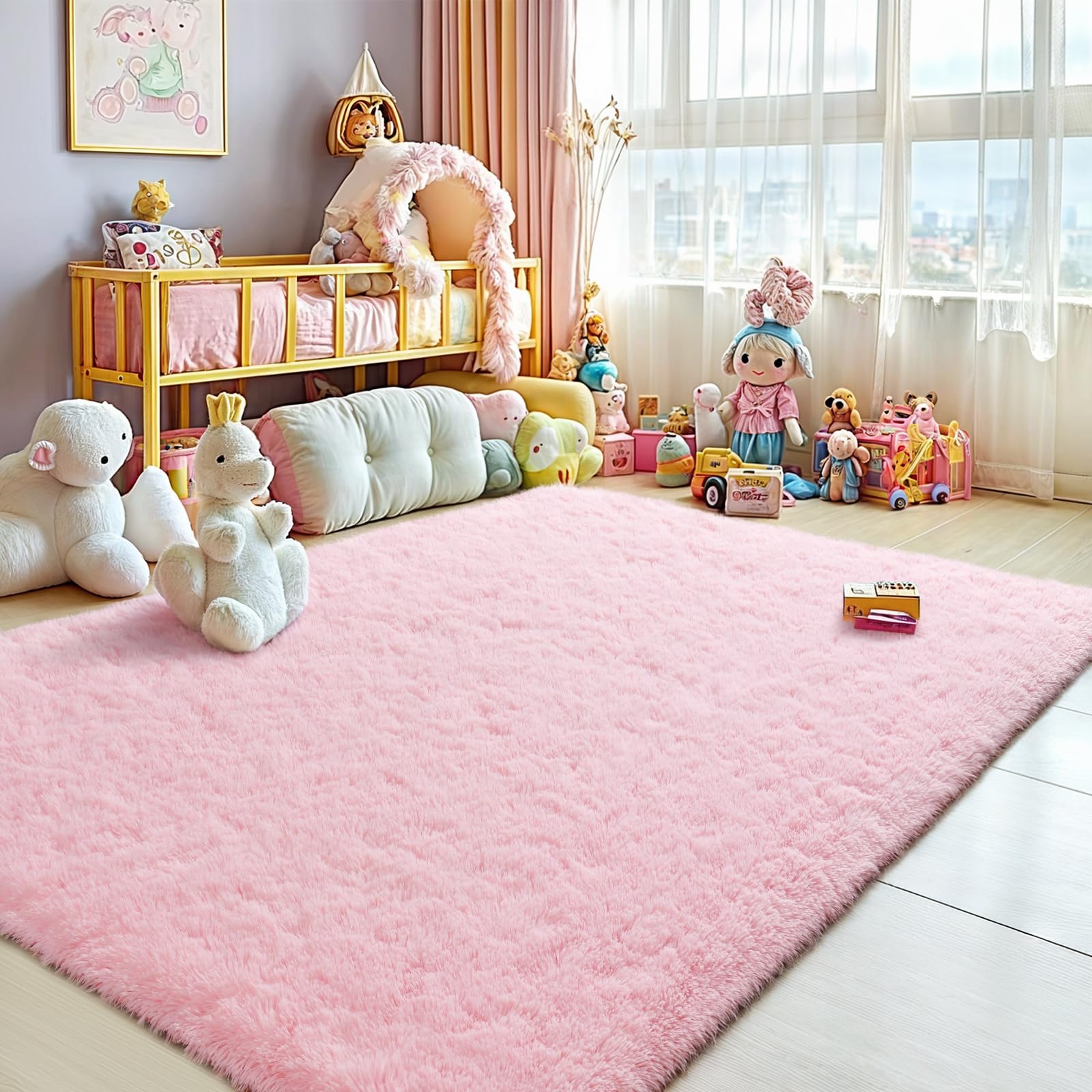 Merelax Soft Modern Indoor Shaggy Area Rug for Bedroom Livingroom Dorm Kids Room Home Decorative, Non-Slip Plush Fluffy Furry Fur Rugs Comfy Nursery Accent Floor Carpet 2x3 Feet, Black