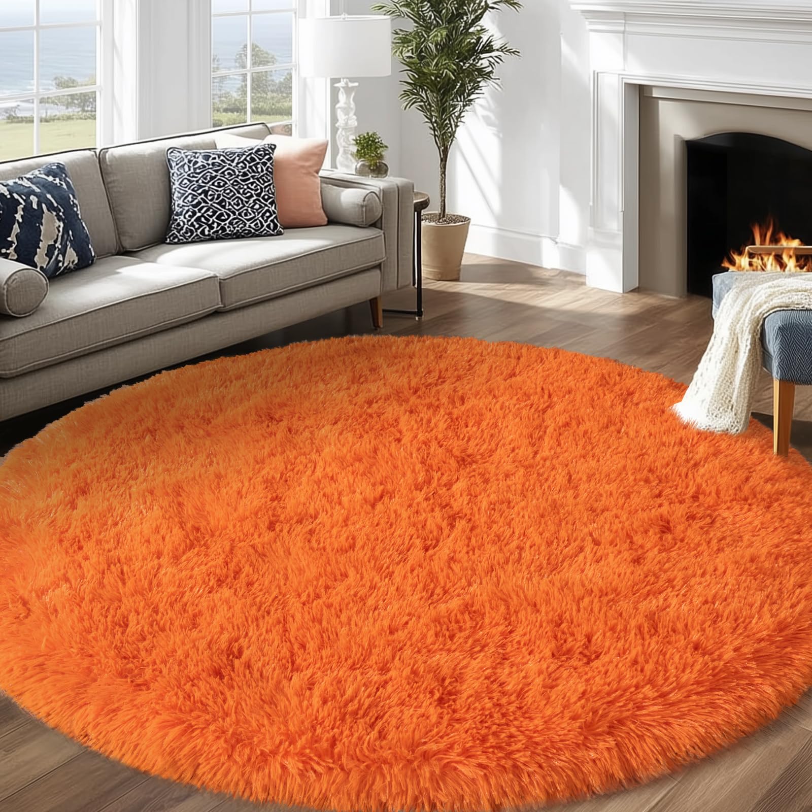 Fluffy Rugs for Living Room Bedroom, 5x7 Feet Abstract Blue Shag Area Rugs, Non-Slip Indoor Modern Fuzzy Plush Floor Carpet for Dorm Nursery Kids Room Decor, Soft Shaggy Throw Rug