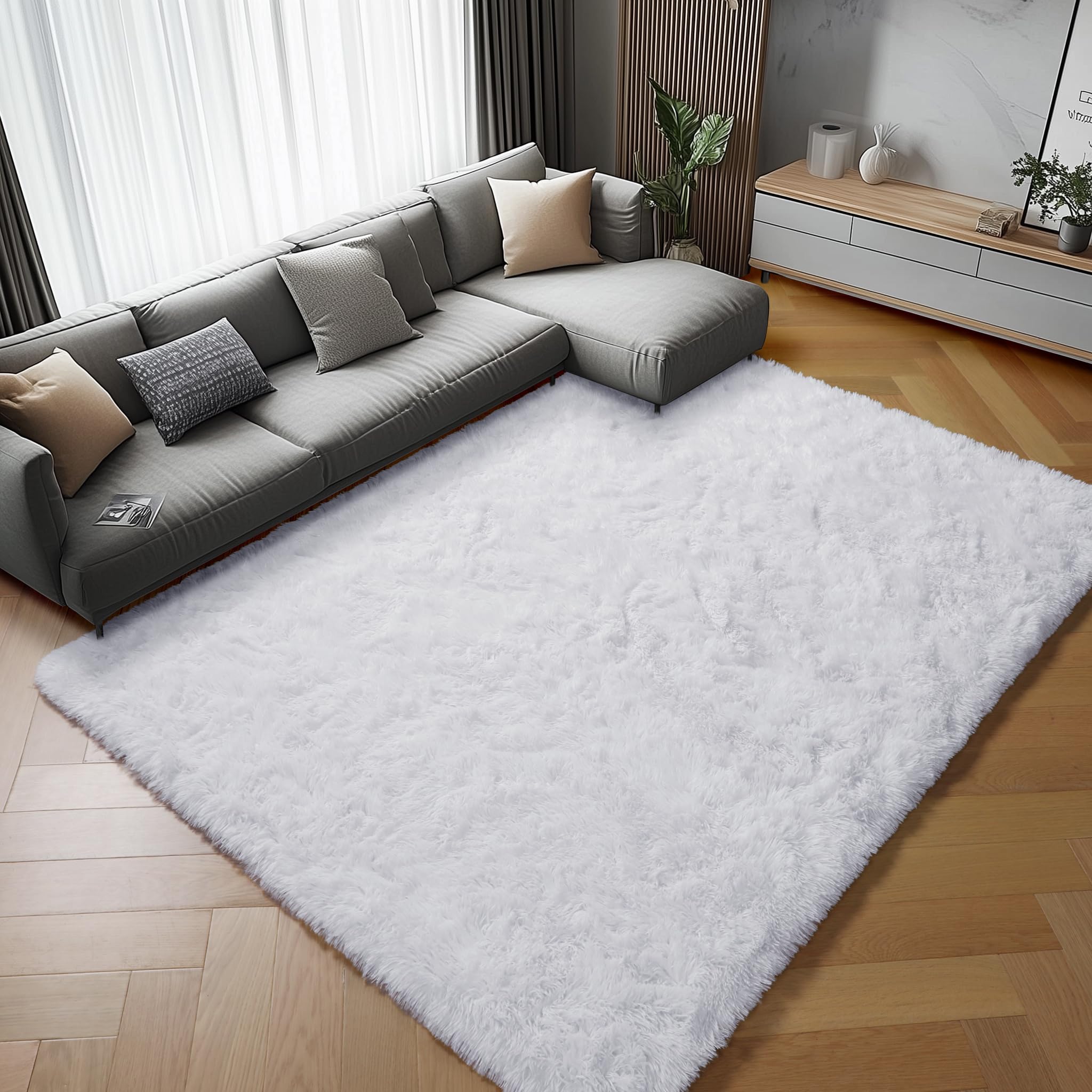 ONASAR Tie-Dyed Dark Grey Round Area Rugs 5ft, Ultra Soft Bedroom Circle Rug for Kids Girls Teen Room, Fluffy Plush Shaggy Carpet Floor Mats for Baby Nursery Living Room Playroom Home Decor