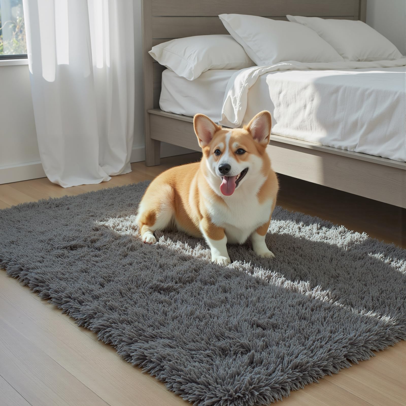 8x10 Area Rugs for Living Room Bedroom Fluffy, Large Area Rug Shag Shaggy Carpet Soft Plush Furry Bedside Rug, Area Rugs for Home Decor(8 x 10, Dark Blue Tie-Dyed)