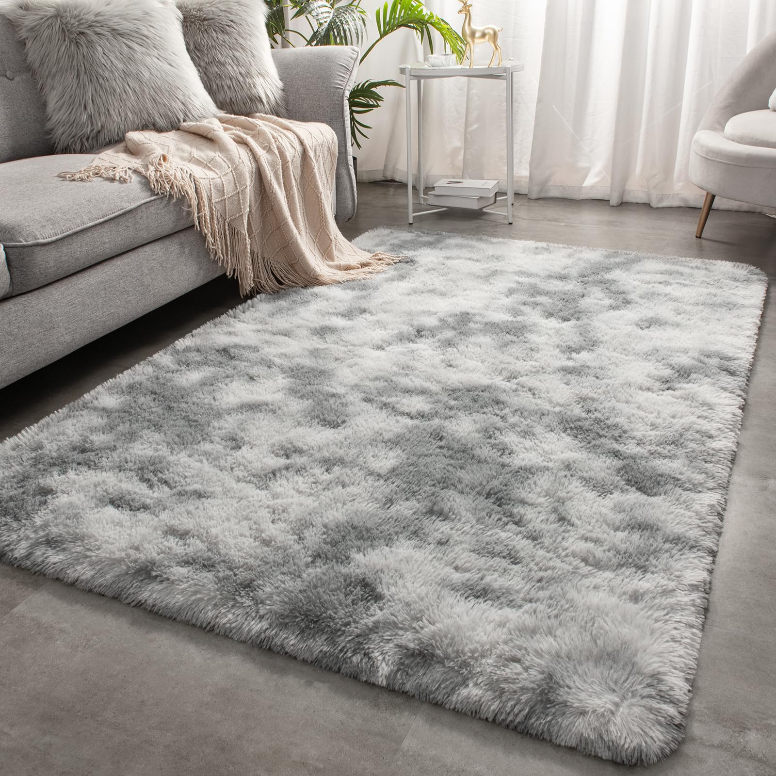 Merelax Soft Modern Indoor Shaggy Area Rug for Bedroom Livingroom Dorm Kids Room Home Decorative, Non-Slip Plush Fluffy Furry Fur Rugs Comfy Nursery Accent Floor Carpet 2x3 Feet, Black
