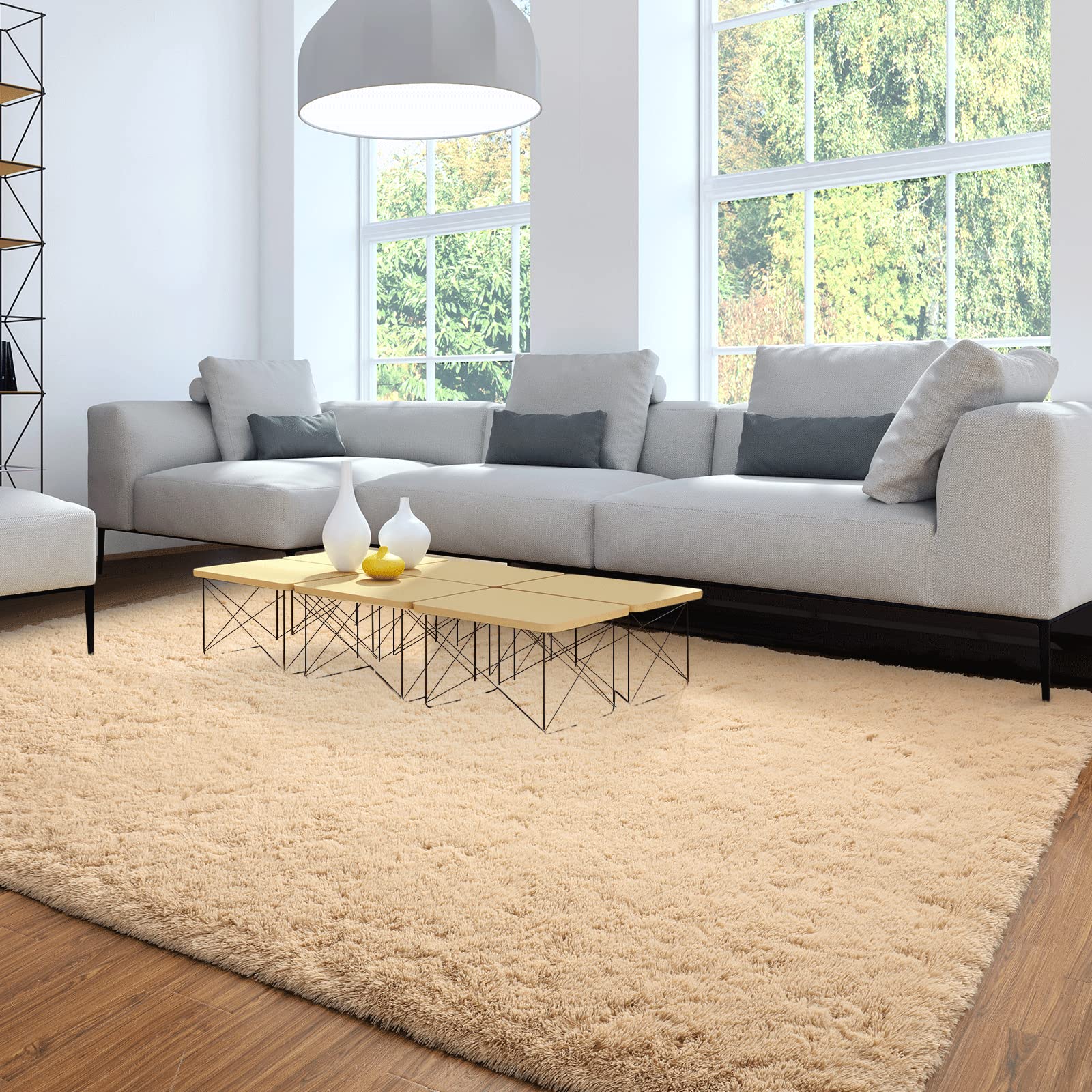 Merelax Soft Modern Indoor Shaggy Area Rug for Bedroom Livingroom Dorm Kids Room Home Decorative, Non-Slip Plush Fluffy Furry Fur Rugs Comfy Nursery Accent Floor Carpet 2x3 Feet, Black