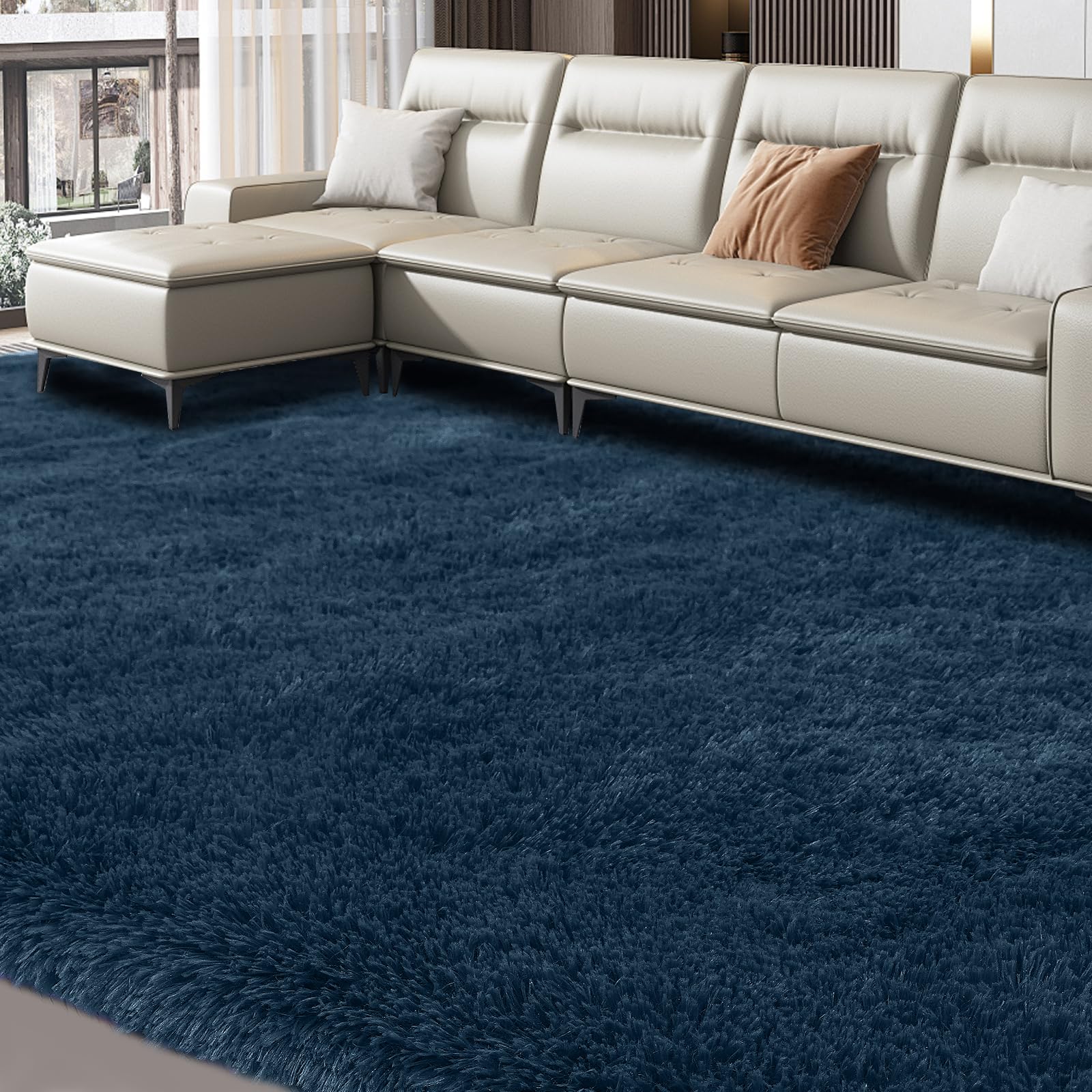 CAIYUECS Shag Area Rug,Indoor Ultra Soft Fluffy Plush Rugs for Bedroom Living Room, Non-Skid Modern Nursery Faux Fur Rugs for Kids Room Home Decor (Tie-Dyed Light Gray, 5x7 Feet)