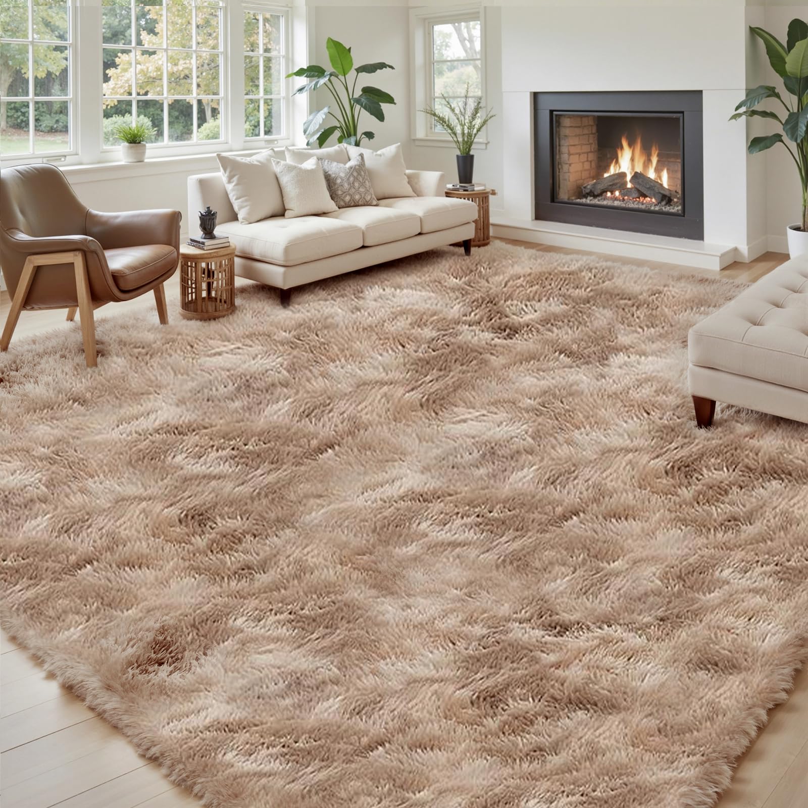 8x10 Area Rugs for Living Room Bedroom Fluffy, Large Area Rug Shag Shaggy Carpet Soft Plush Furry Bedside Rug, Area Rugs for Home Decor(8 x 10, Dark Blue Tie-Dyed)
