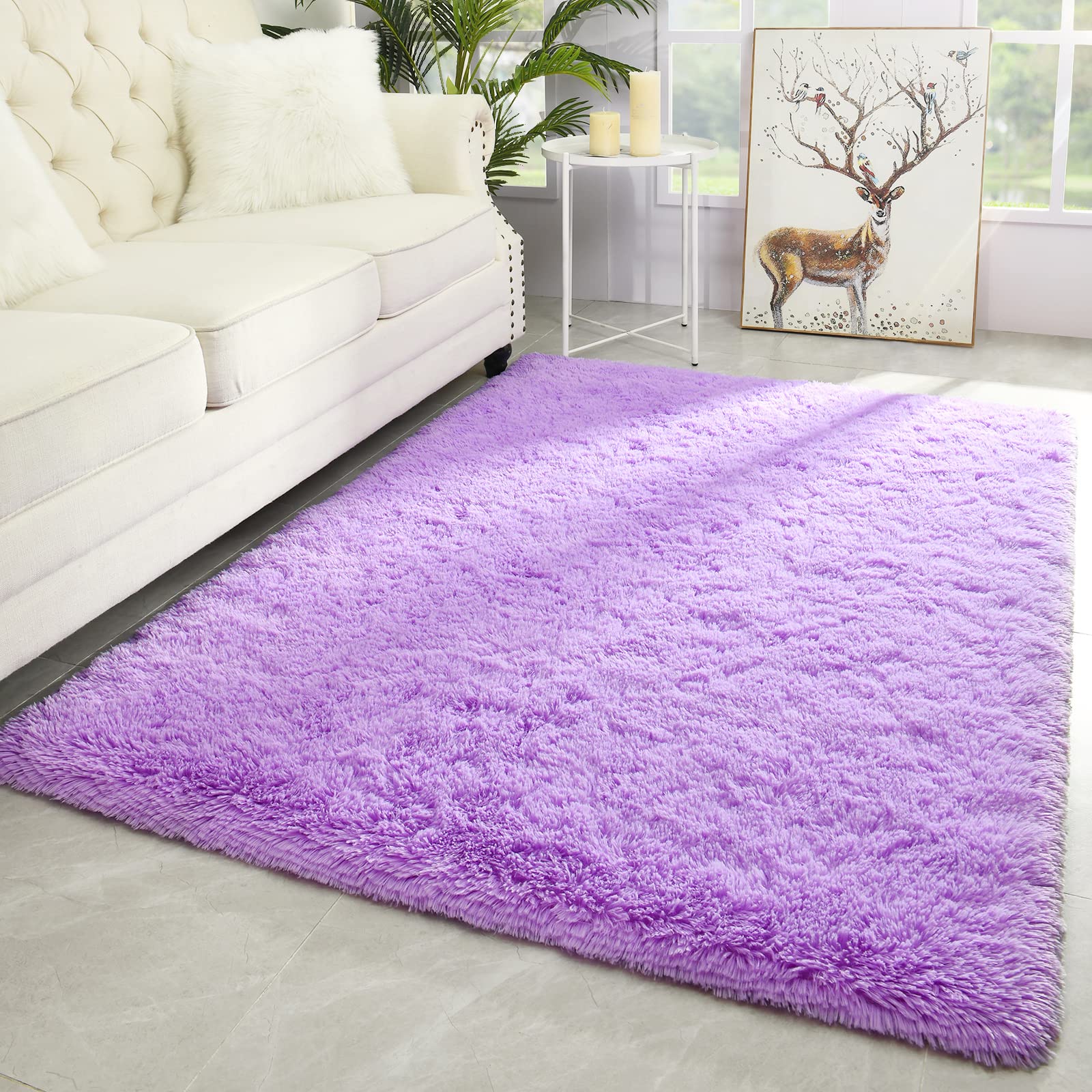 Merelax Soft Modern Indoor Shaggy Area Rug for Bedroom Livingroom Dorm Kids Room Home Decorative, Non-Slip Plush Fluffy Furry Fur Rugs Comfy Nursery Accent Floor Carpet 2x3 Feet, Black