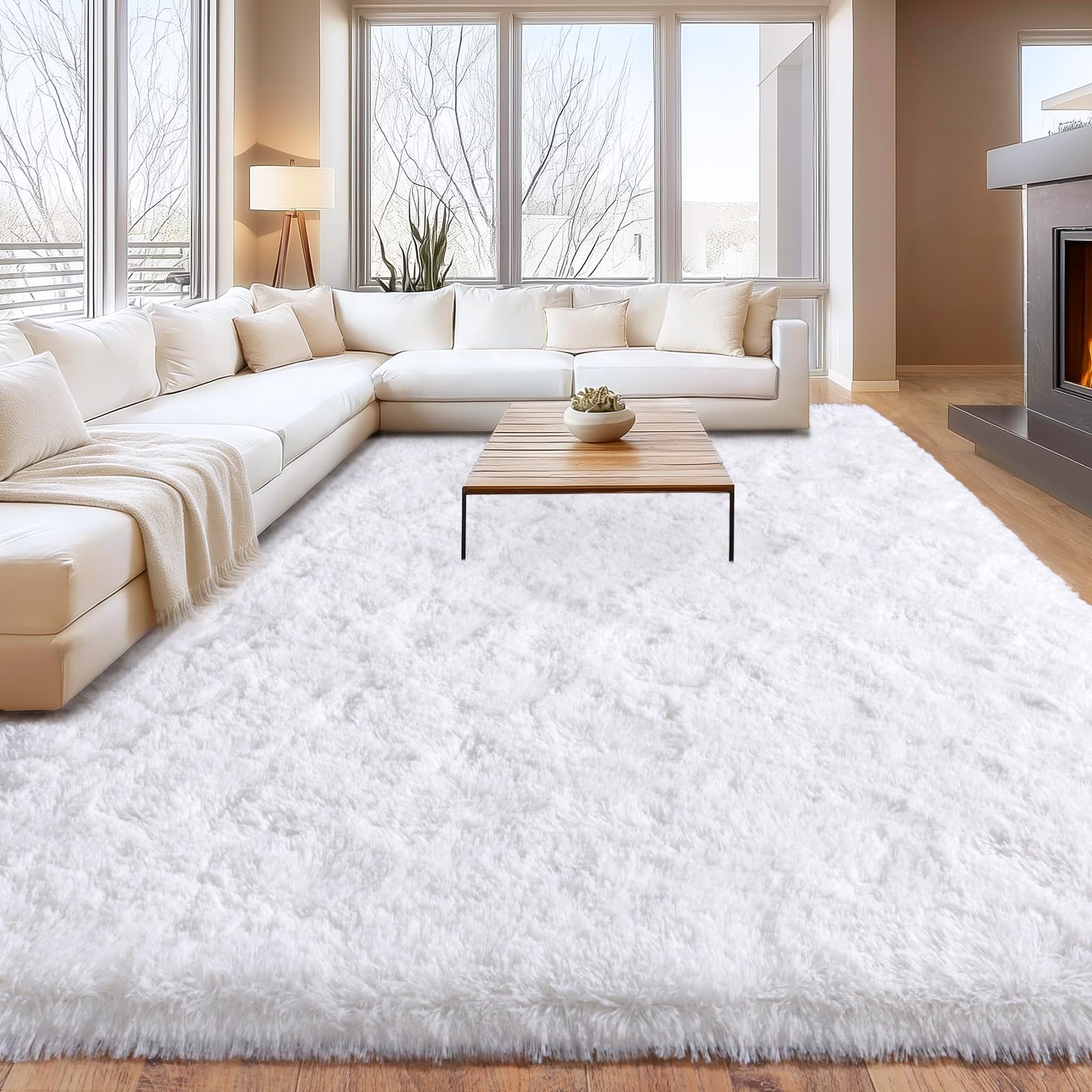 Shaggy Area Rugs, Fuzzy Rugs for Living Room, Soft Nursery Area Rug for Girls, Tie Dye Black Gray Plush Area Rugs Non Slip, Fluffy Rug Carpet 8x10ft