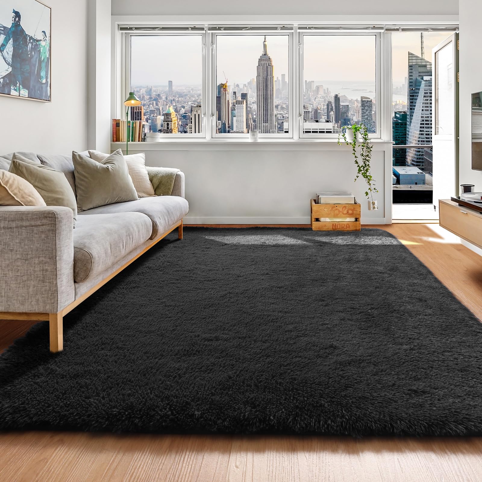 ONASAR Tie-Dyed Dark Grey Round Area Rugs 5ft, Ultra Soft Bedroom Circle Rug for Kids Girls Teen Room, Fluffy Plush Shaggy Carpet Floor Mats for Baby Nursery Living Room Playroom Home Decor